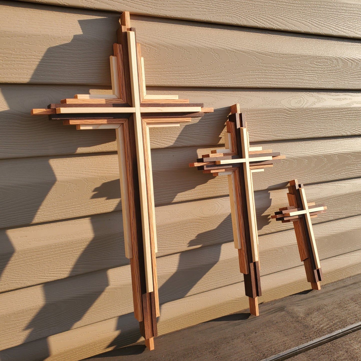 20" Layered Cross | Wall Cross | Hardwood Cross | Wooden Cross | Handmade Cross | Church Cross | Walnut | Maple | Oak | Housewarming Gift