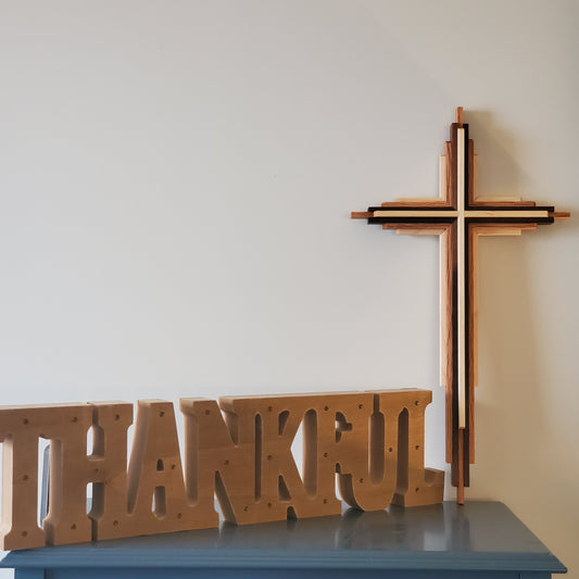 20" Layered Cross | Wall Cross | Hardwood Cross | Wooden Cross | Handmade Cross | Church Cross | Walnut | Maple | Oak | Housewarming Gift
