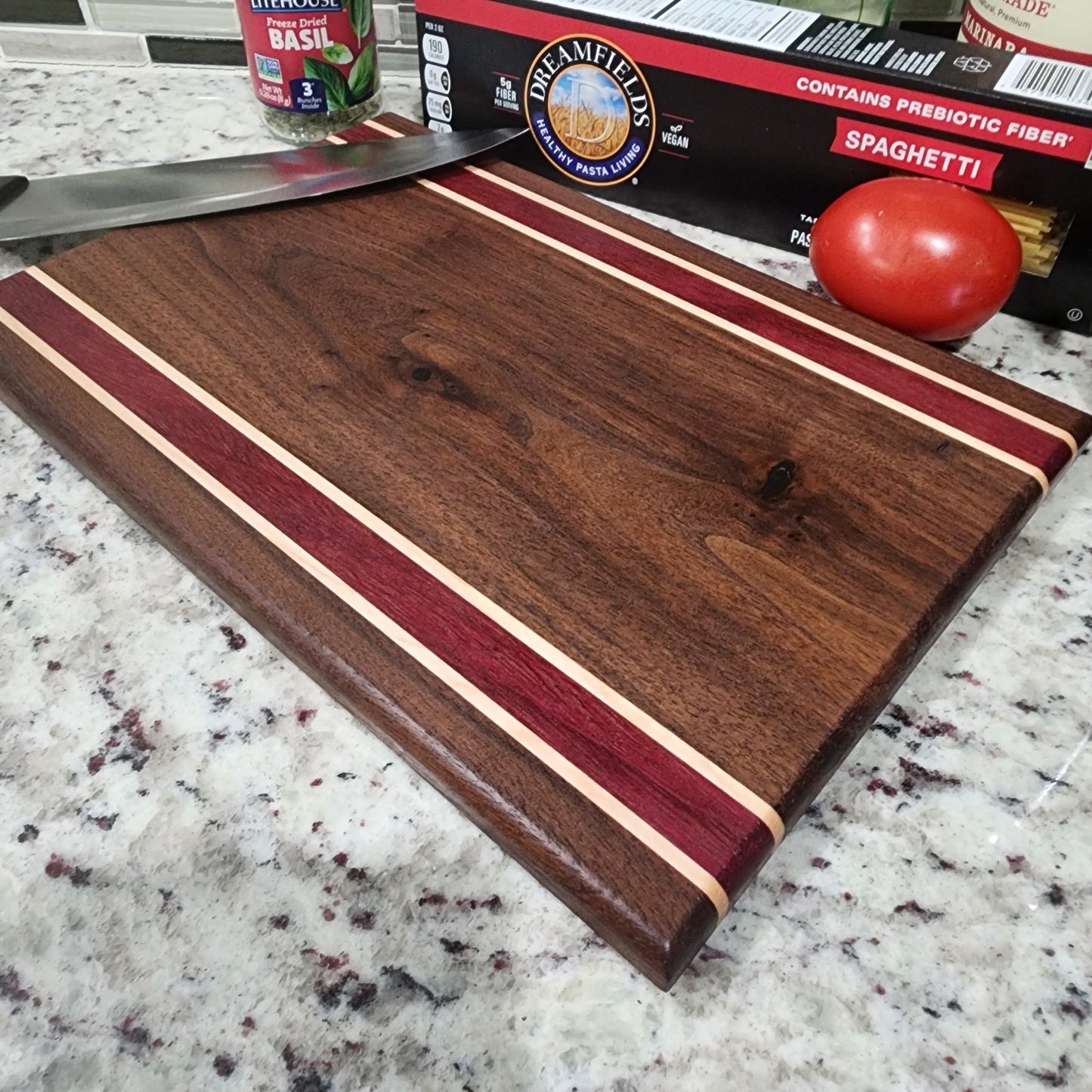 Walnut Cutting Board • Maple & Purpleheart Accents • Handmade in Tennessee • Chef Gift • Kitchen Decor • Rustic Utility