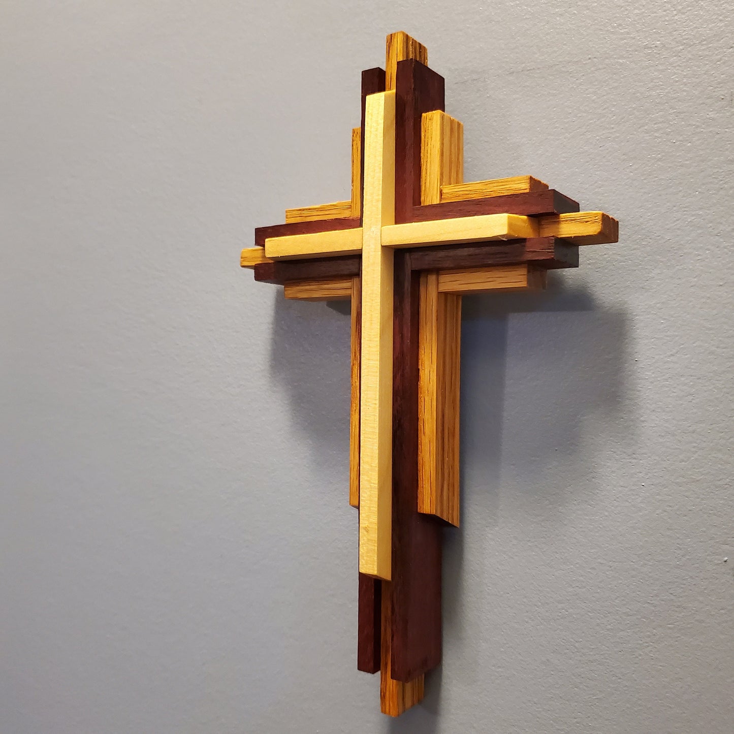 9" Layered Cross | Wall Cross | Decorative Cross | Handmade Cross | Housewarming Gift | Church Cross | Walnut | Maple | Oak | Wooden Cross