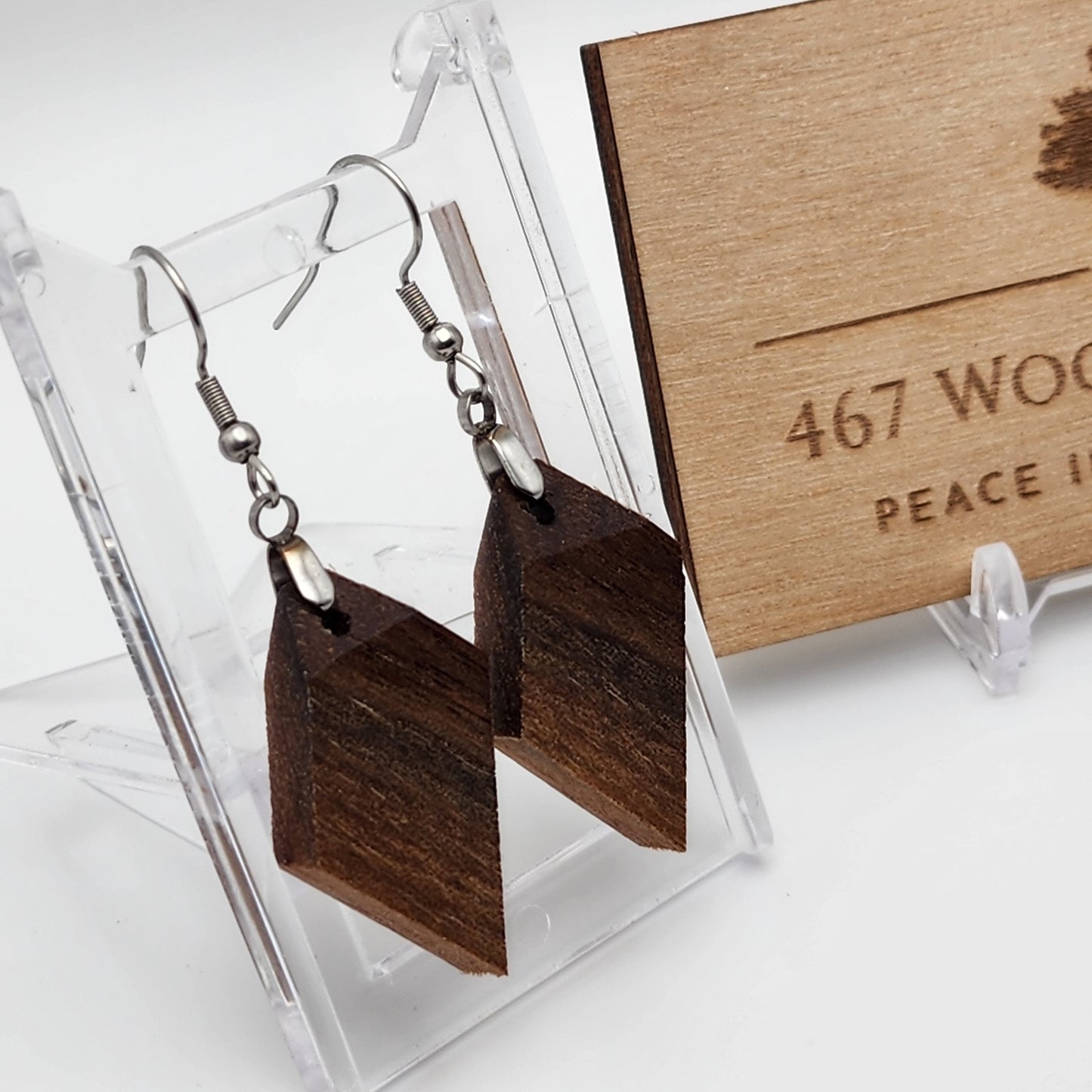 Walnut Earrings | Wood Earrings | Artisan Jewelry | Handmade Jewelry | Dangle Earrings | Upcycled Jewelry