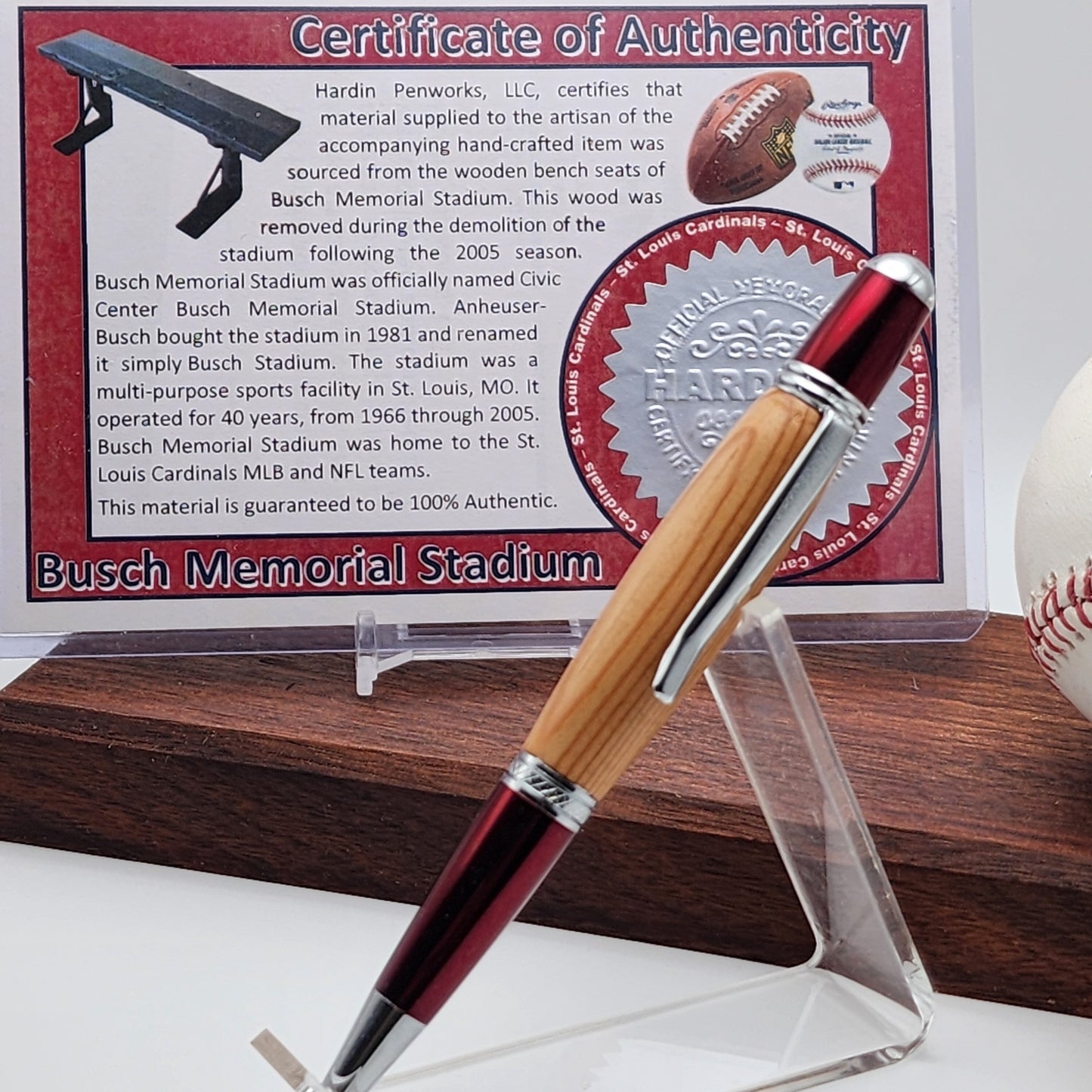 Busch Memorial Stadium Pen · St. Louis Cardinals Gift · Stadium Seat Pen · MLB · Handcrafted · Collectible · Baseball Fan · National League