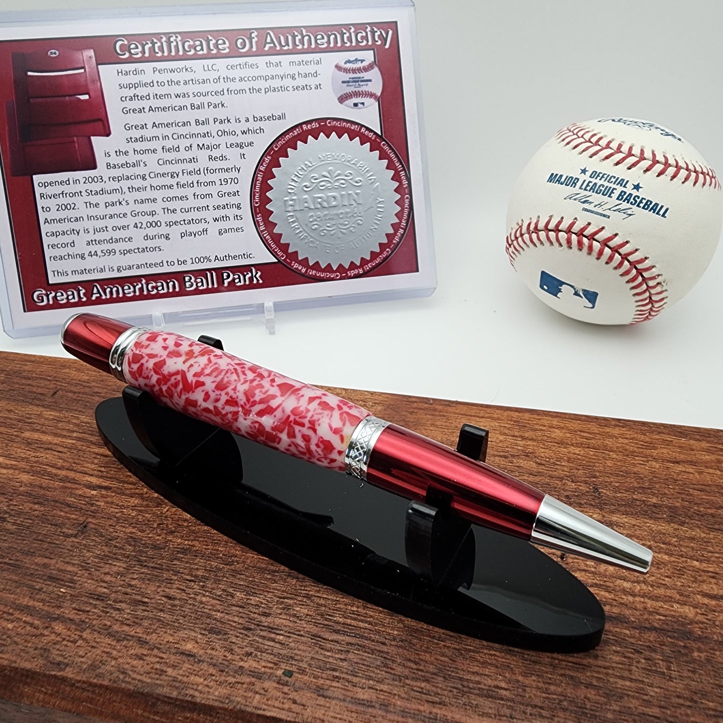 Cincinnati Reds Pen – Made from Great American Ball Park Seating · Baseball Kit Twist Pen · MLB Collectible · Reds Fan Gift