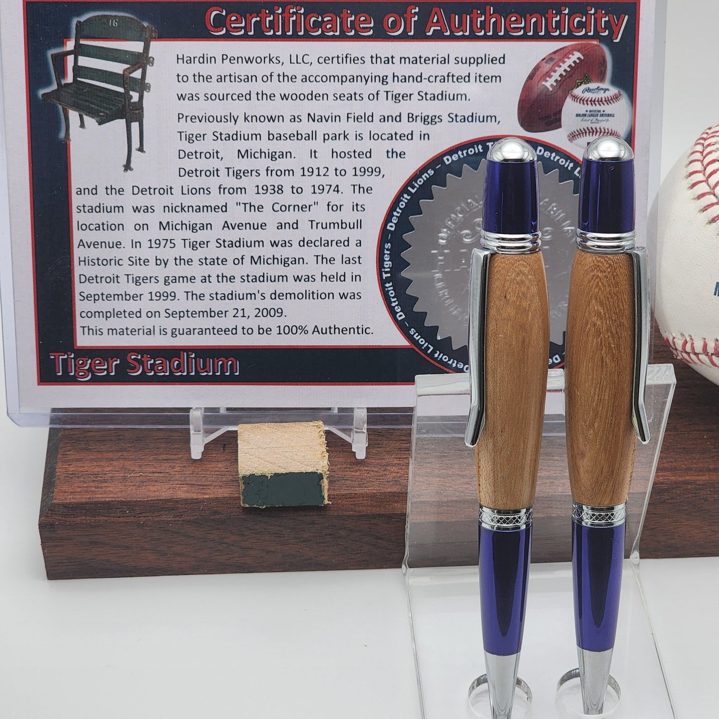 Detroit Tigers Pen · Made from Tiger Stadium Seating · Handcrafted MLB Collectible · Baseball Gift for Tigers Fans