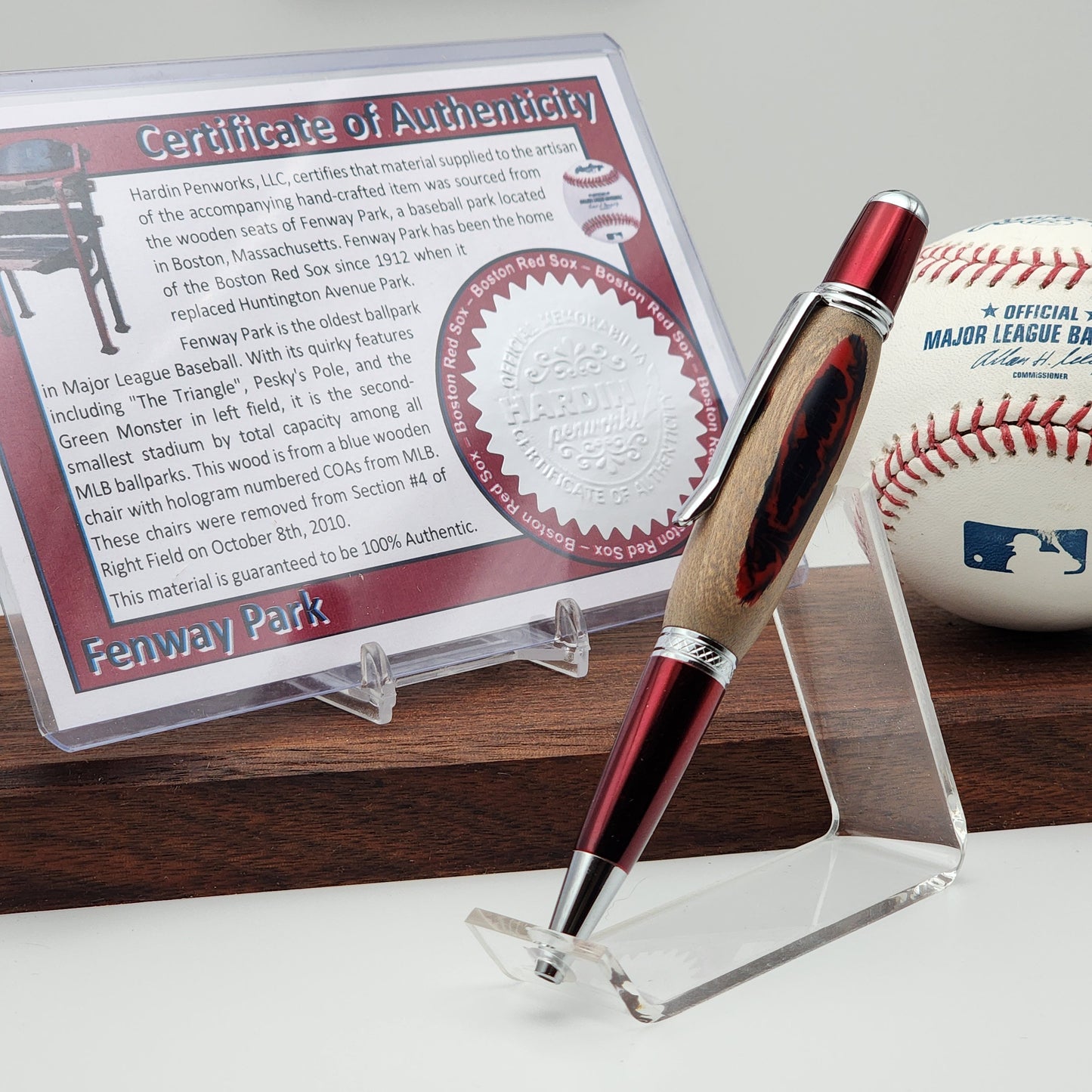 Boston Red Sox Pen | Fenway Park Hybrid Resin-Wood Souvenir | Fenway Park | Baseball | Collectible | MLB | Handcrafted | Red Sox Fan Gift