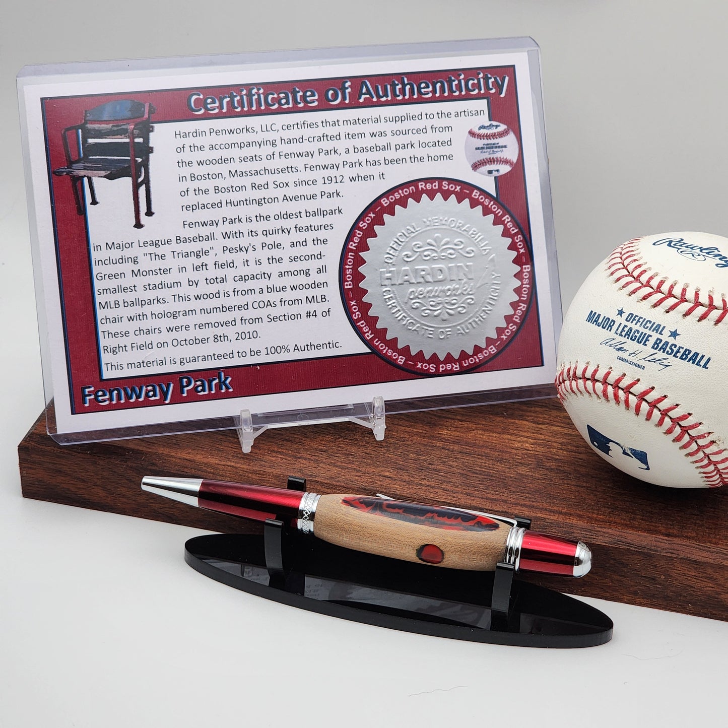 Boston Red Sox Pen | Fenway Park Hybrid Resin-Wood Souvenir | Fenway Park | Baseball | Collectible | MLB | Handcrafted | Red Sox Fan Gift