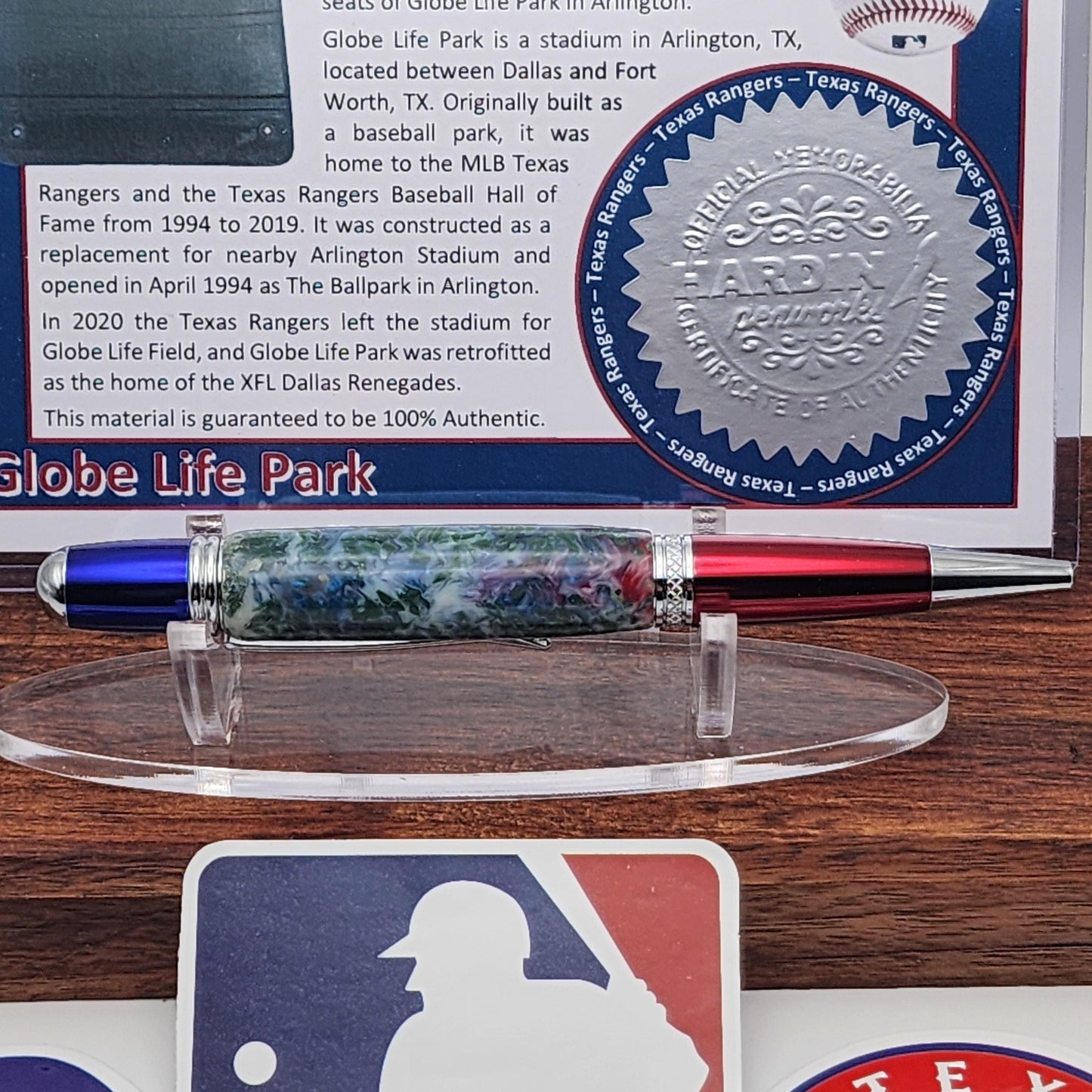 Texas Rangers Pen | Globe Life Park Seat Pen | Baseball | Collectible | MLB | Handcrafted | Rangers Fan Gift