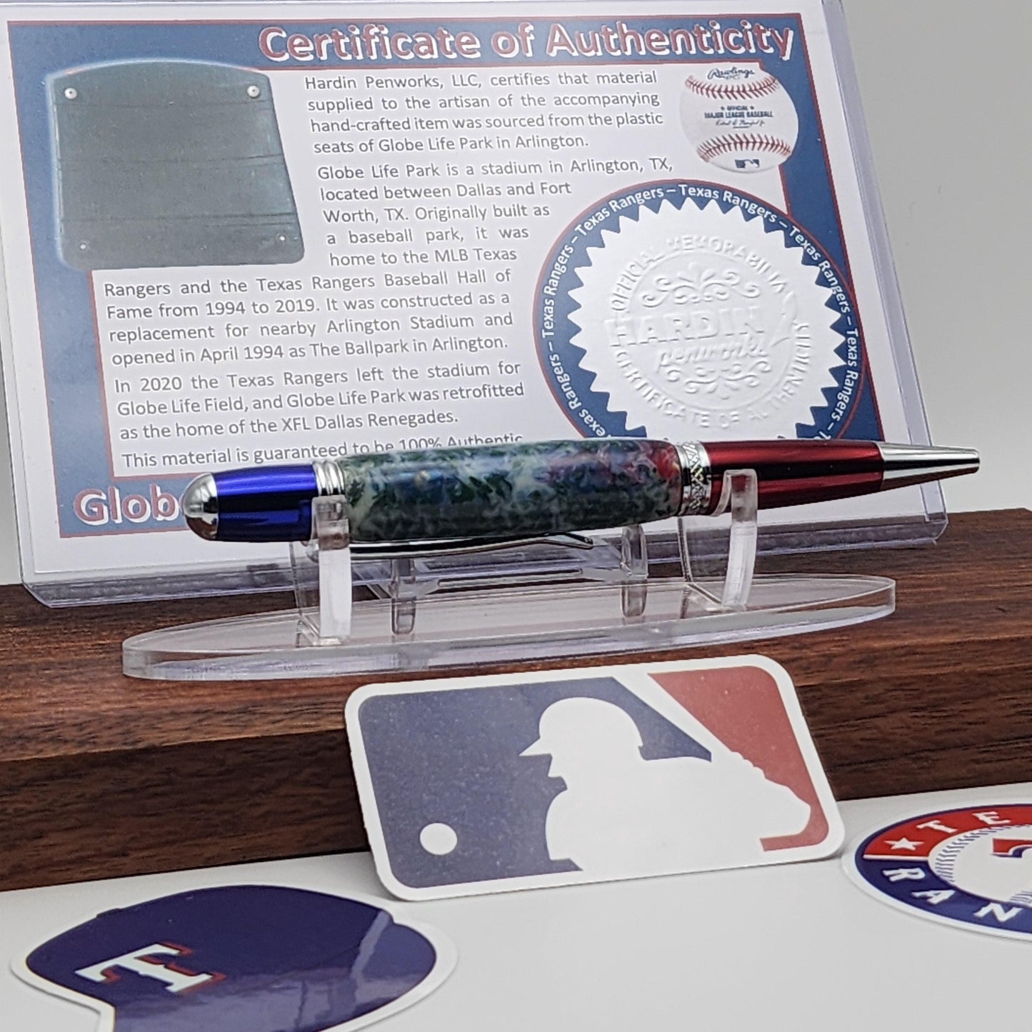 Texas Rangers Pen | Globe Life Park Seat Pen | Baseball | Collectible | MLB | Handcrafted | Rangers Fan Gift