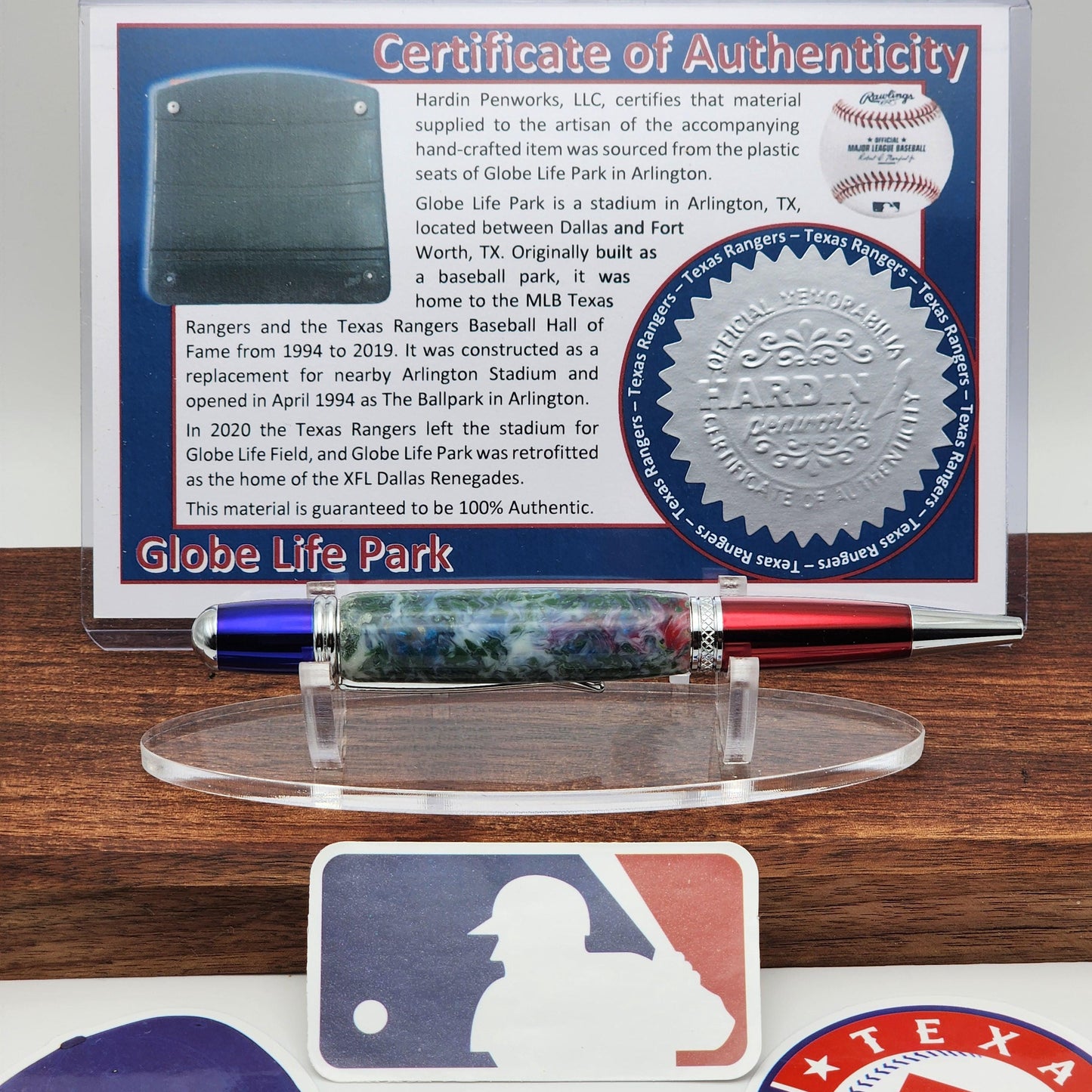 Texas Rangers Pen | Globe Life Park Seat Pen | Baseball | Collectible | MLB | Handcrafted | Rangers Fan Gift