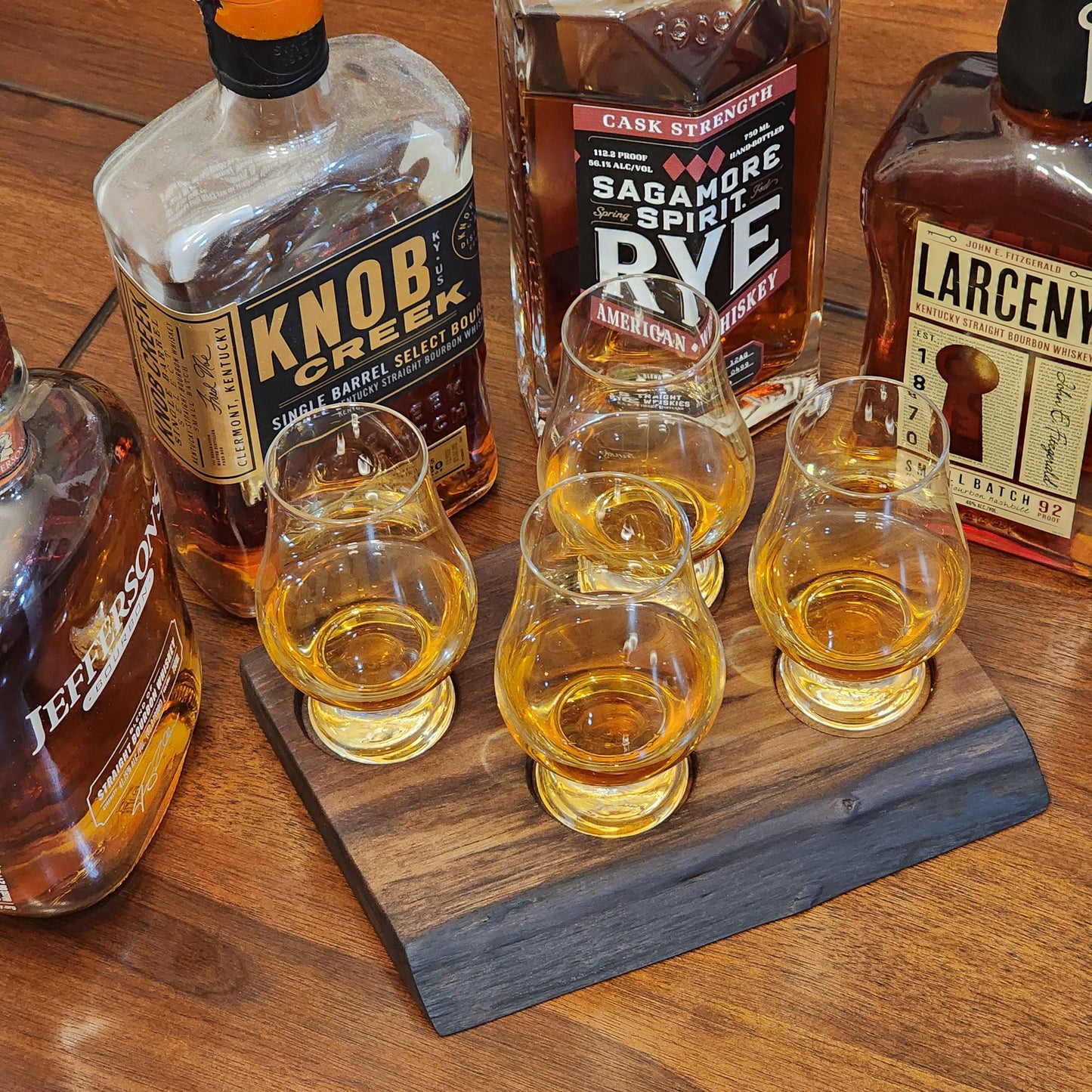 Whiskey Flight - Live Edge Walnut - Hardwood - Home Entertainment - Bourbon Flight - Handmade - Wood - Decorative - Bar Accessory
