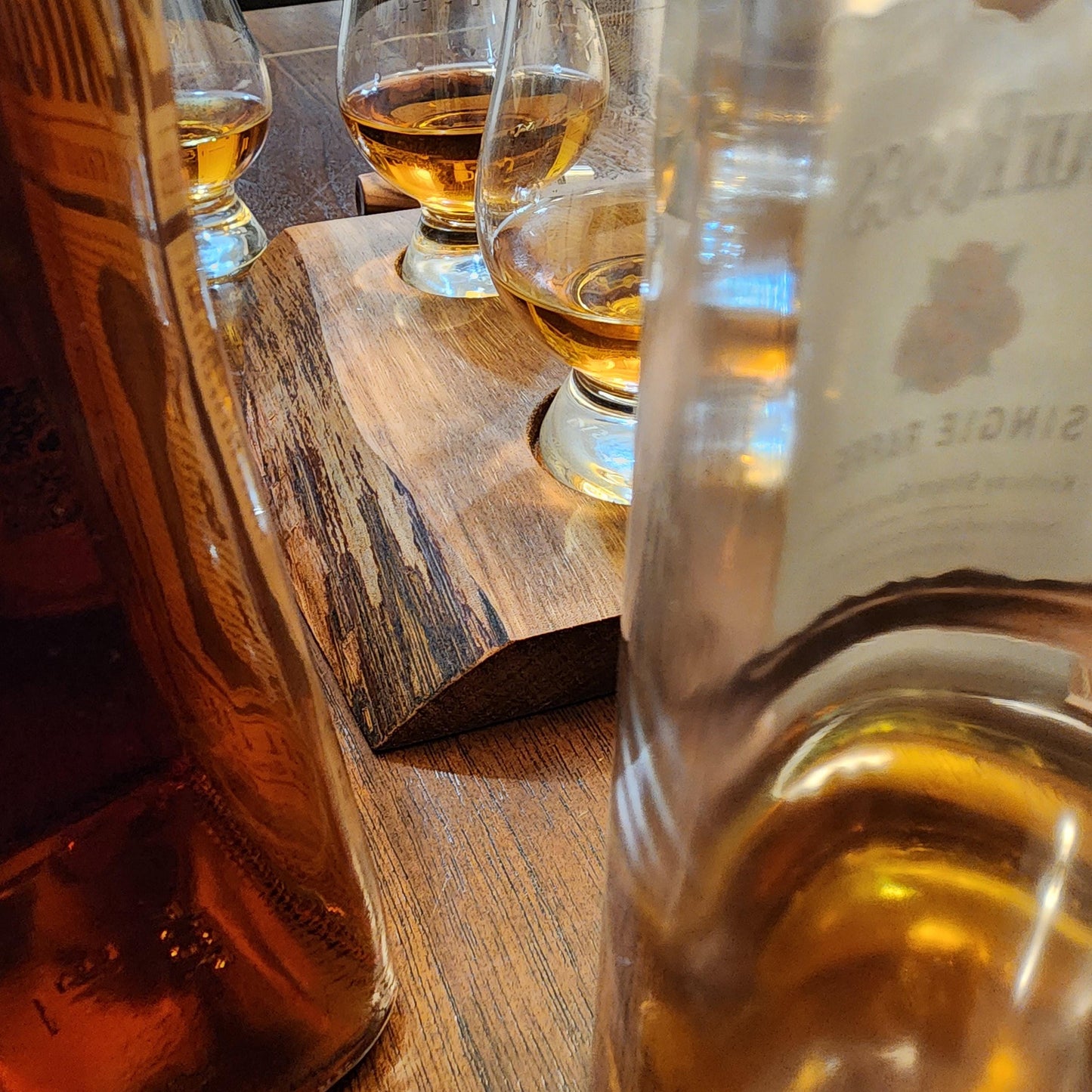 Whiskey Flight • Live Edge Walnut • Handmade Hardwood • Bourbon Tasting Tray • Bar Gift
