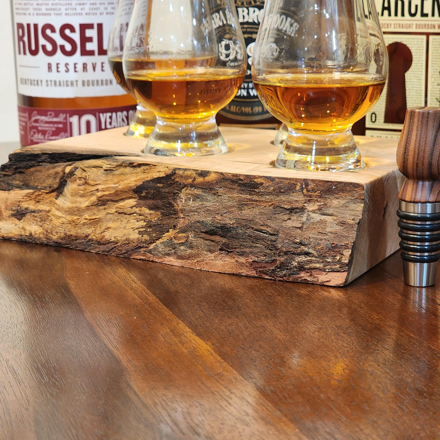 Whiskey Flight - Live Edge Maple - Hardwood - Home Entertainment - Bourbon Flight - Handmade - Wood - Decorative - Bar Accessory