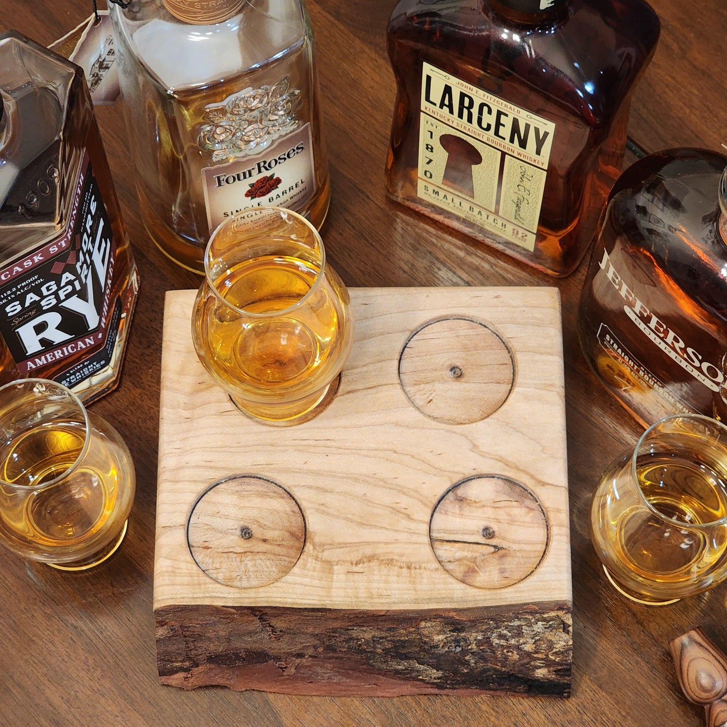 Whiskey Flight - Live Edge Maple - Hardwood - Home Entertainment - Bourbon Flight - Handmade - Wood - Decorative - Bar Accessory