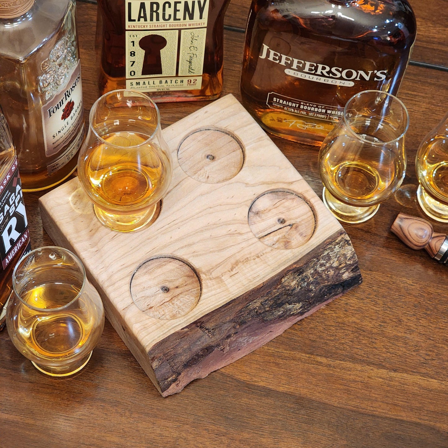 Whiskey Flight - Live Edge Maple - Hardwood - Home Entertainment - Bourbon Flight - Handmade - Wood - Decorative - Bar Accessory