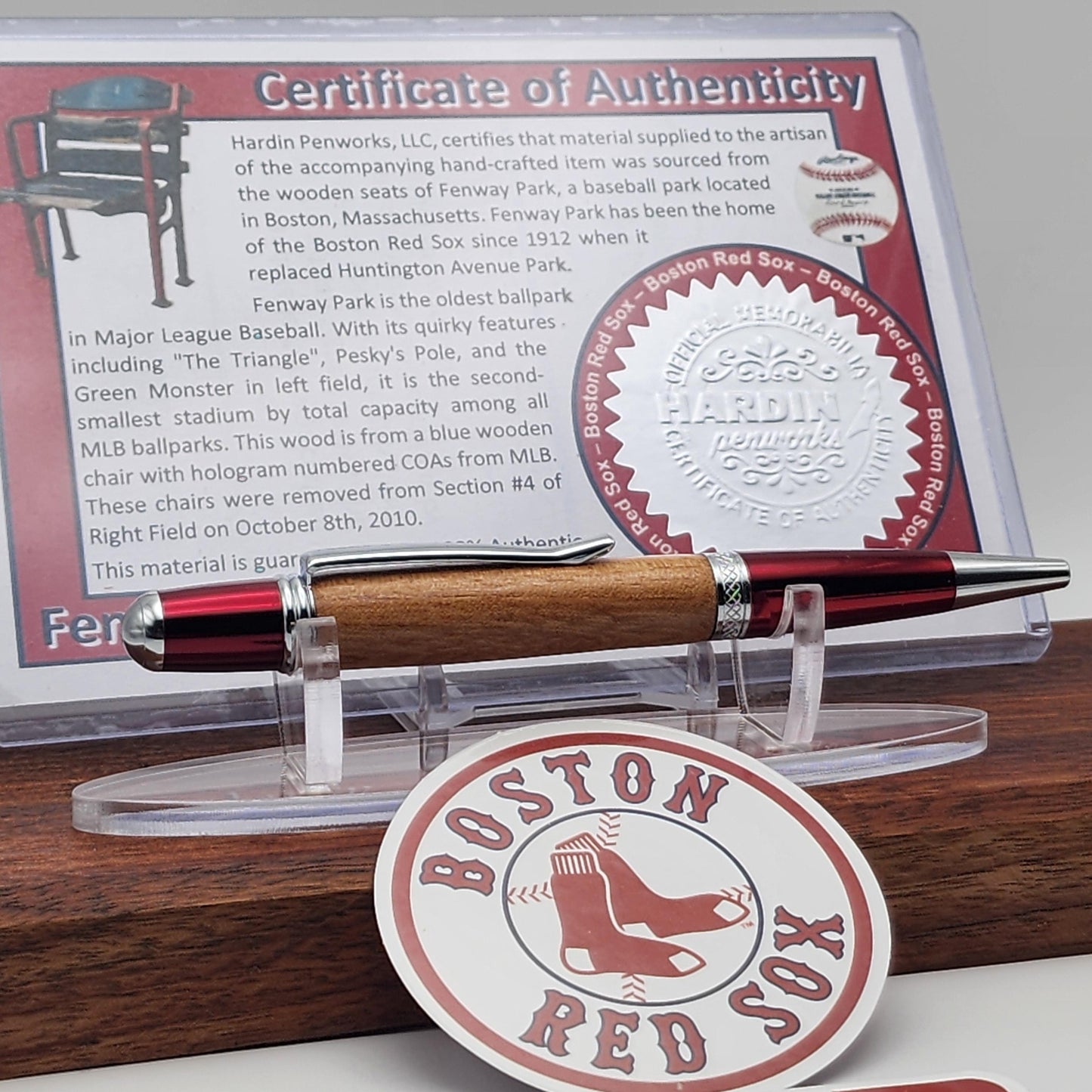Boston Red Sox Pen | Fenway Park Wooden Seat Souvenir Pen | Fenway Park | Baseball | Collectible | MLB | Handcrafted | Red Sox Fan Gift