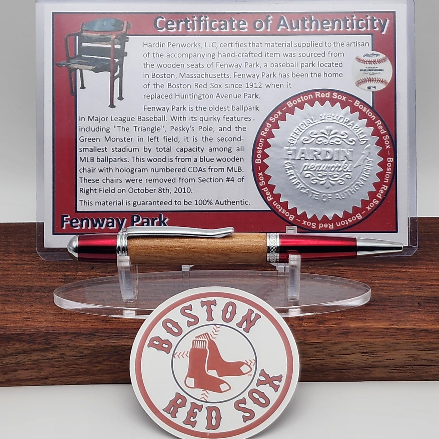 Boston Red Sox Pen | Fenway Park Wooden Seat Souvenir Pen | Fenway Park | Baseball | Collectible | MLB | Handcrafted | Red Sox Fan Gift