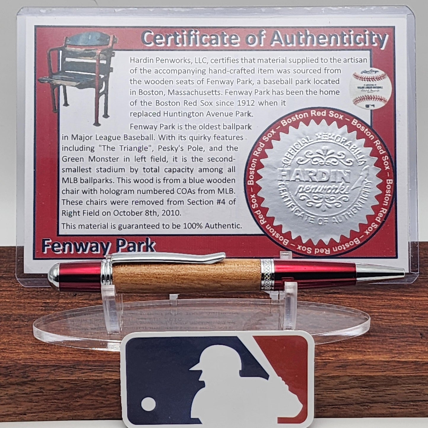 Boston Red Sox Pen | Fenway Park Wooden Seat Souvenir Pen | Fenway Park | Baseball | Collectible | MLB | Handcrafted | Red Sox Fan Gift