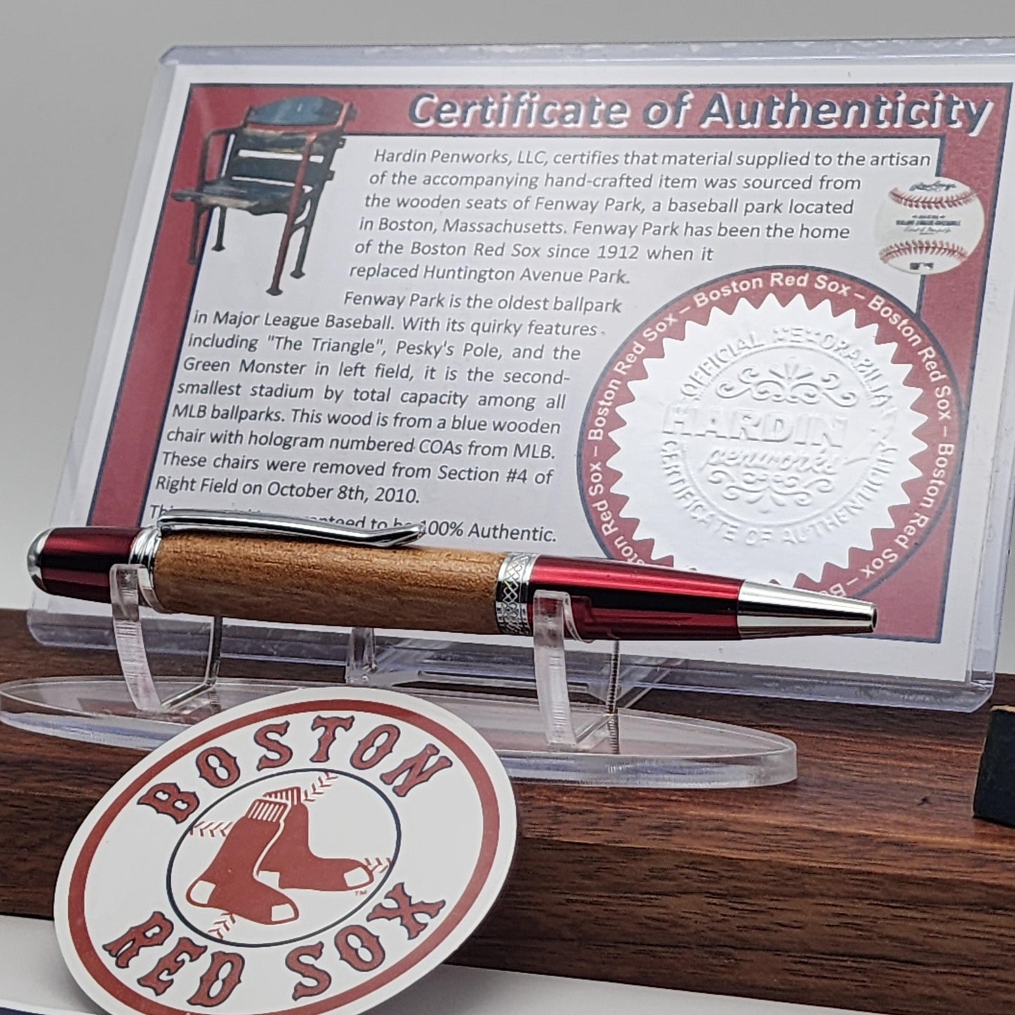 Boston Red Sox Pen | Fenway Park Wooden Seat Souvenir Pen | Fenway Park | Baseball | Collectible | MLB | Handcrafted | Red Sox Fan Gift