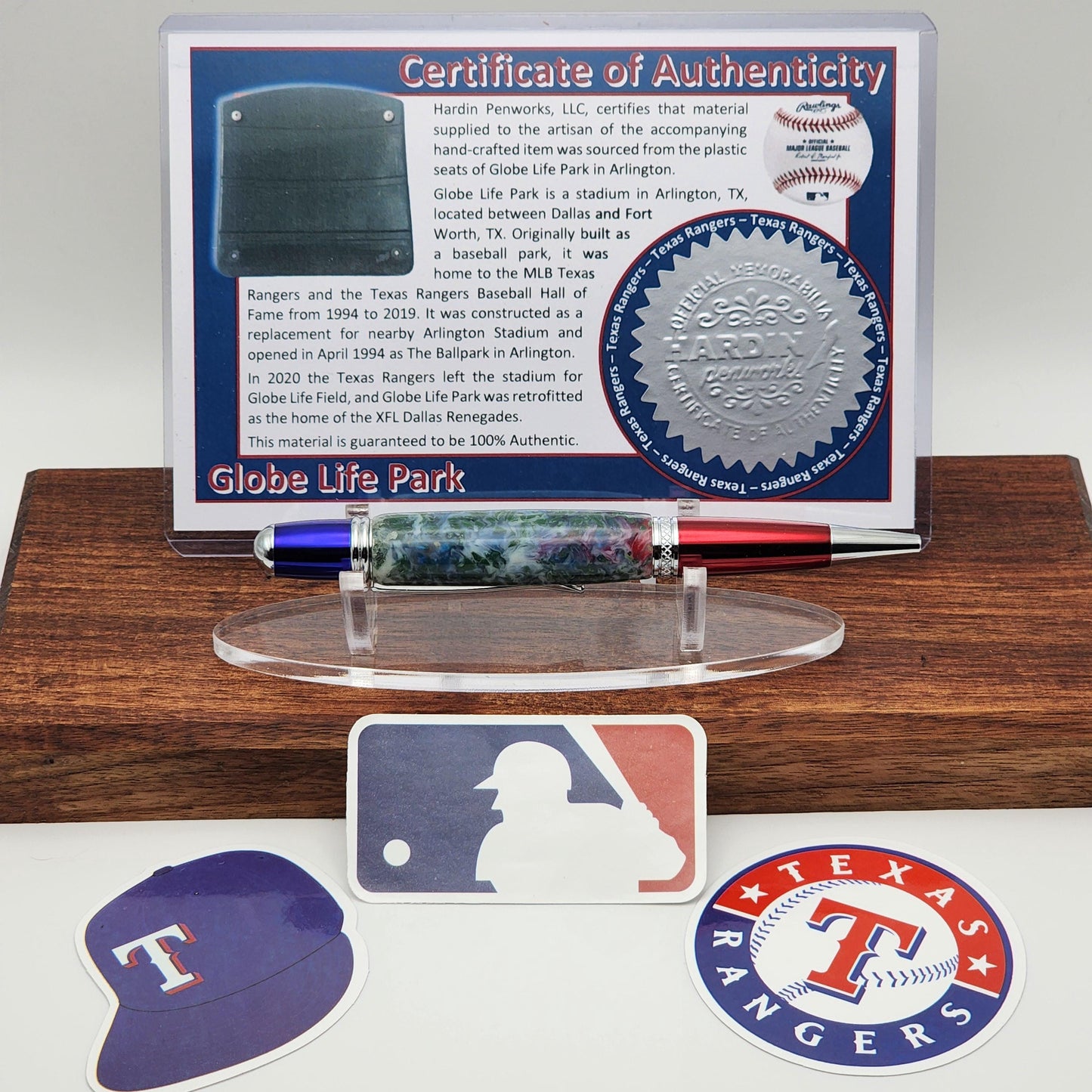 Texas Rangers Pen | Globe Life Park Seat Pen | Baseball | Collectible | MLB | Handcrafted | Rangers Fan Gift
