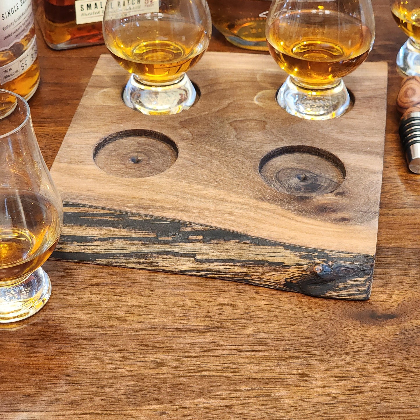 Whiskey Flight - Live Edge Walnut - Hardwood - Home Entertainment - Bourbon Flight - Handmade - Wood - Decorative - Bar Accessory