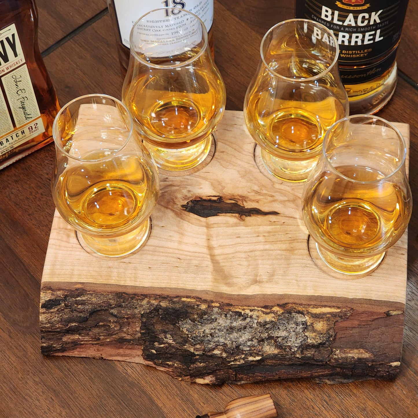Whiskey Flight - Live Edge Maple - Hardwood - Home Entertainment - Bourbon Flight - Handmade - Wood - Decorative - Bar Accessory