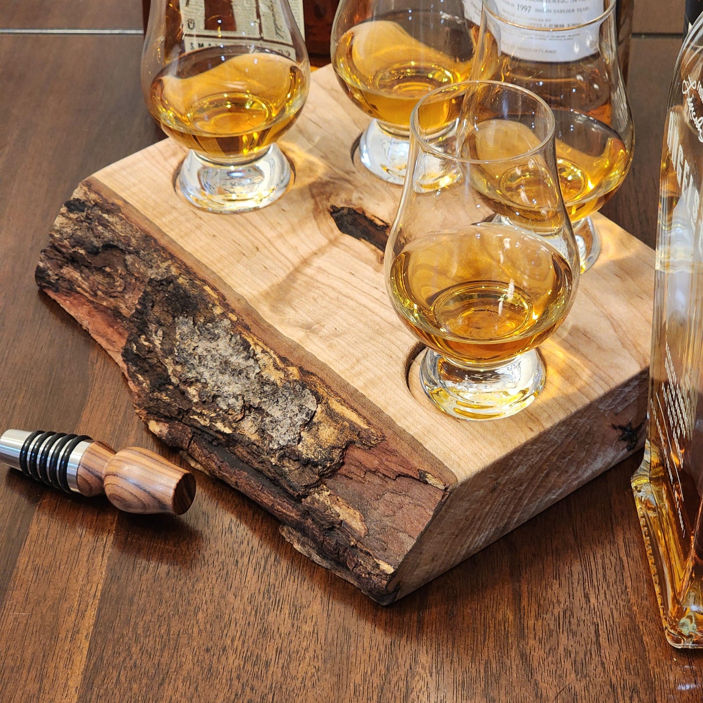 Whiskey Flight - Live Edge Maple - Hardwood - Home Entertainment - Bourbon Flight - Handmade - Wood - Decorative - Bar Accessory