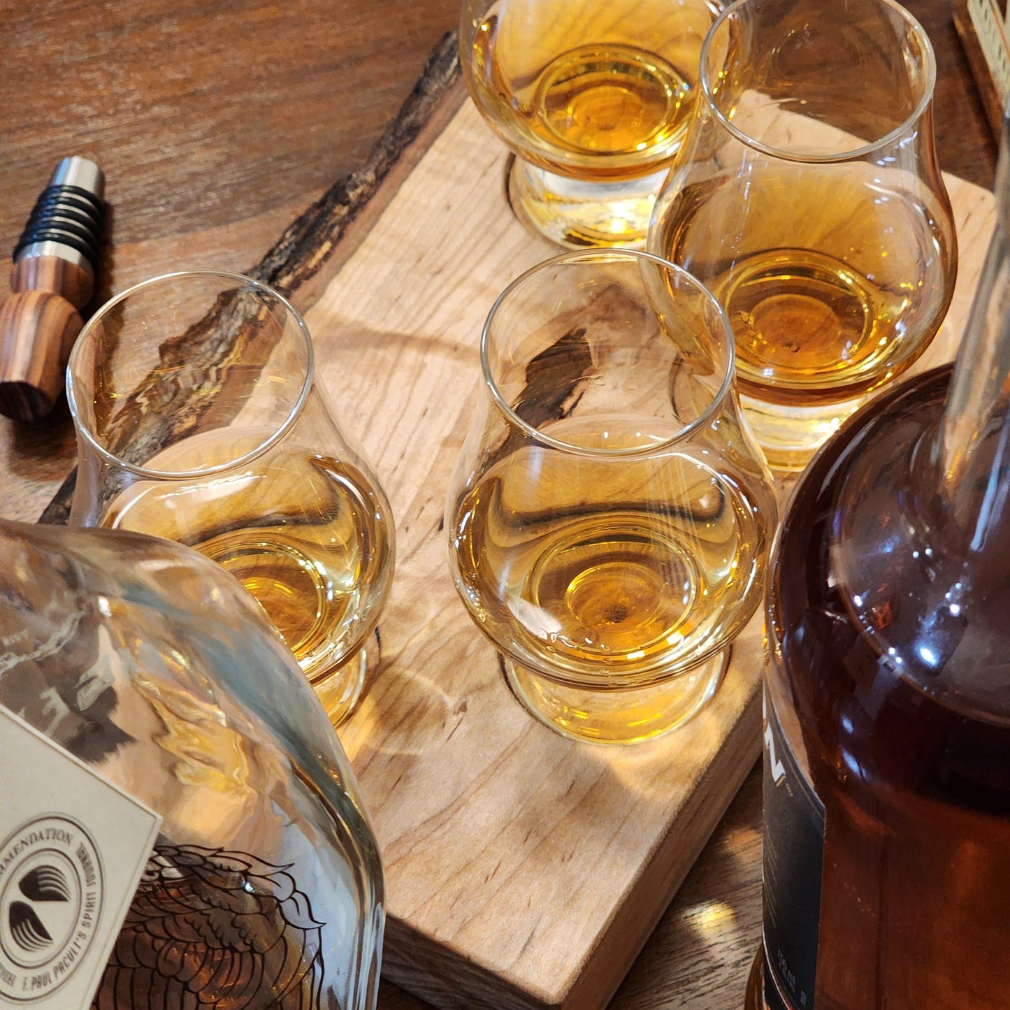 Whiskey Flight - Live Edge Maple - Hardwood - Home Entertainment - Bourbon Flight - Handmade - Wood - Decorative - Bar Accessory
