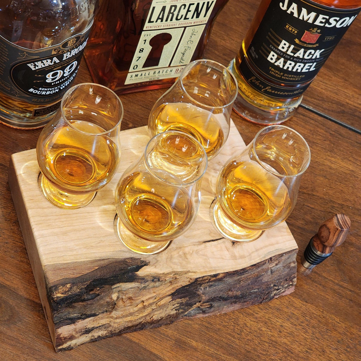 Whiskey Flight - Live Edge Maple - Hardwood - Home Entertainment - Bourbon Flight - Handmade - Wood - Decorative - Bar Accessory