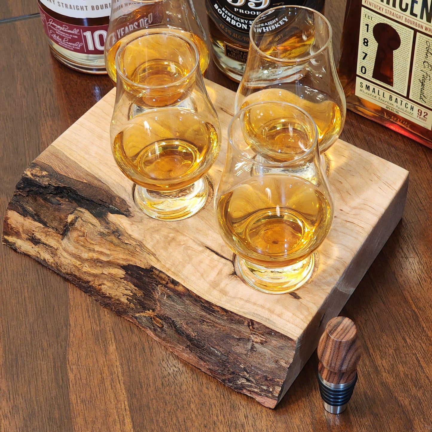 Whiskey Flight - Live Edge Maple - Hardwood - Home Entertainment - Bourbon Flight - Handmade - Wood - Decorative - Bar Accessory