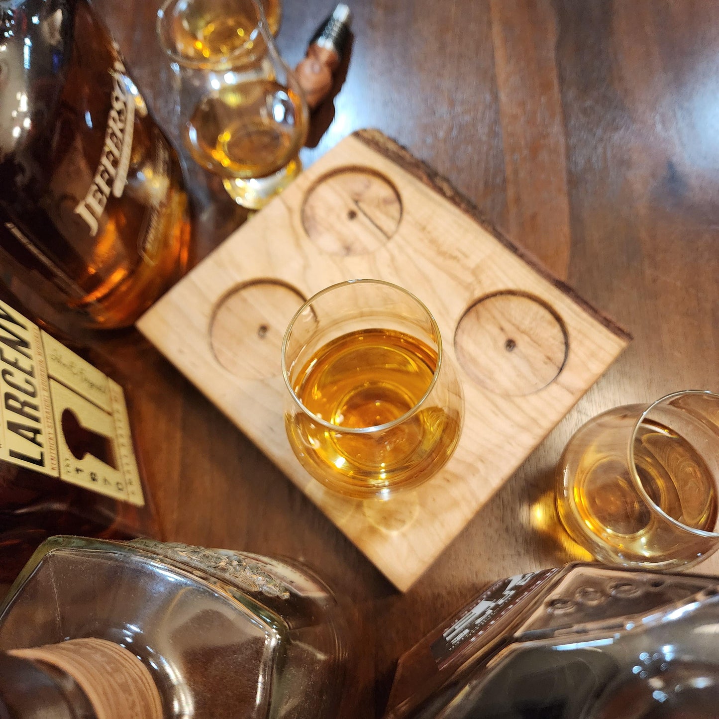 Whiskey Flight - Live Edge Maple - Hardwood - Home Entertainment - Bourbon Flight - Handmade - Wood - Decorative - Bar Accessory