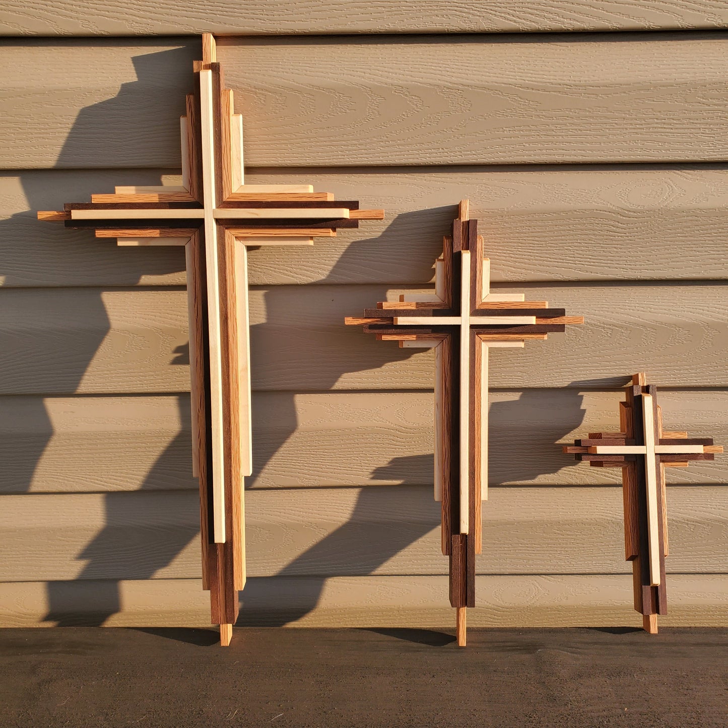 20" Layered Cross | Wall Cross | Hardwood Cross | Wooden Cross | Handmade Cross | Church Cross | Walnut | Maple | Oak | Decorative Cross