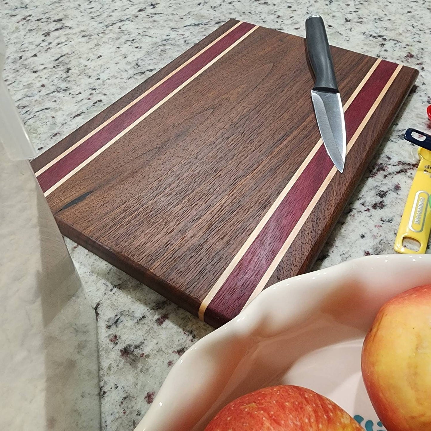 12" x 8" Walnut Cutting Board #1 | Handmade | Hardwood | Walnut | Maple | Purpleheart