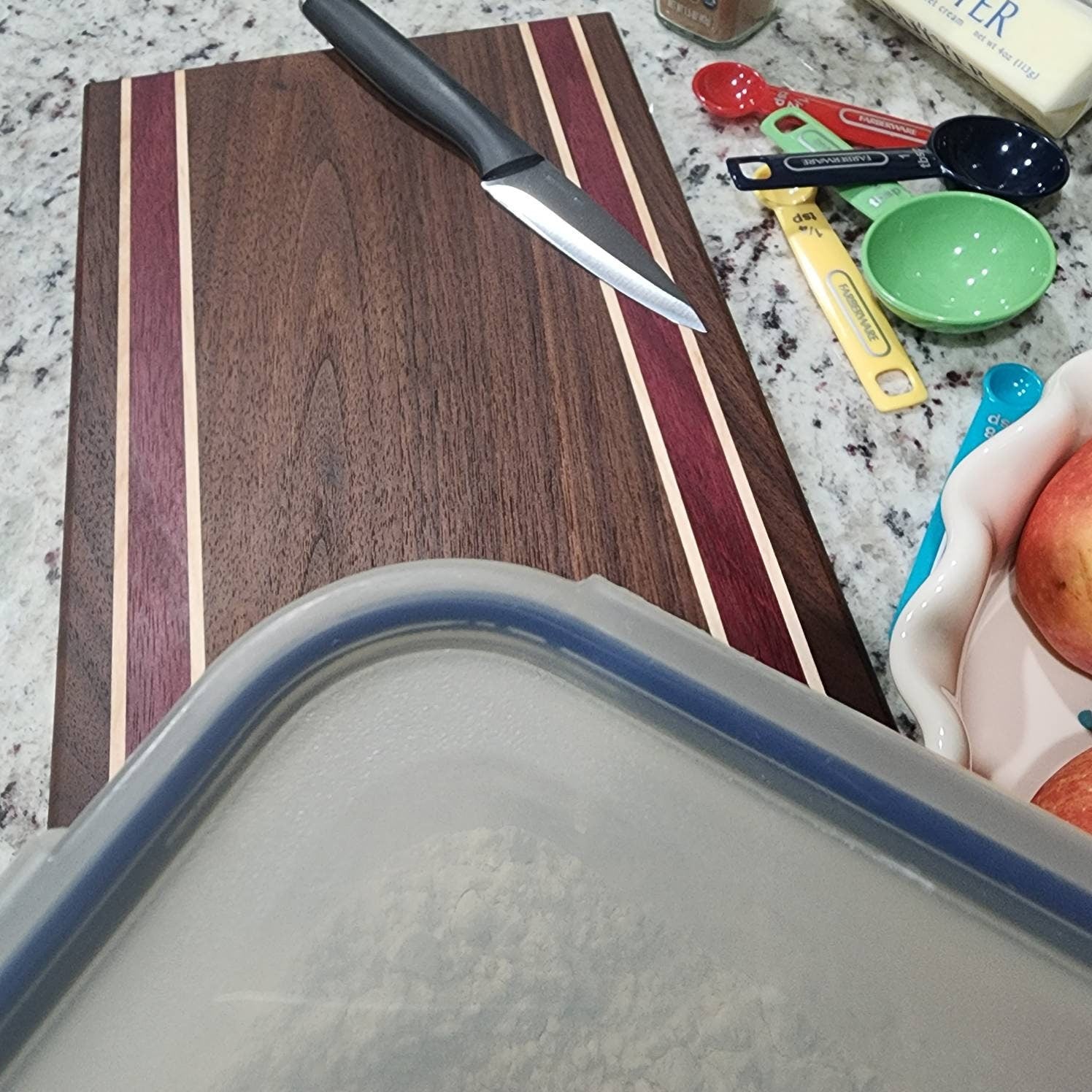 12" x 8" Walnut Cutting Board #1 | Handmade | Hardwood | Walnut | Maple | Purpleheart