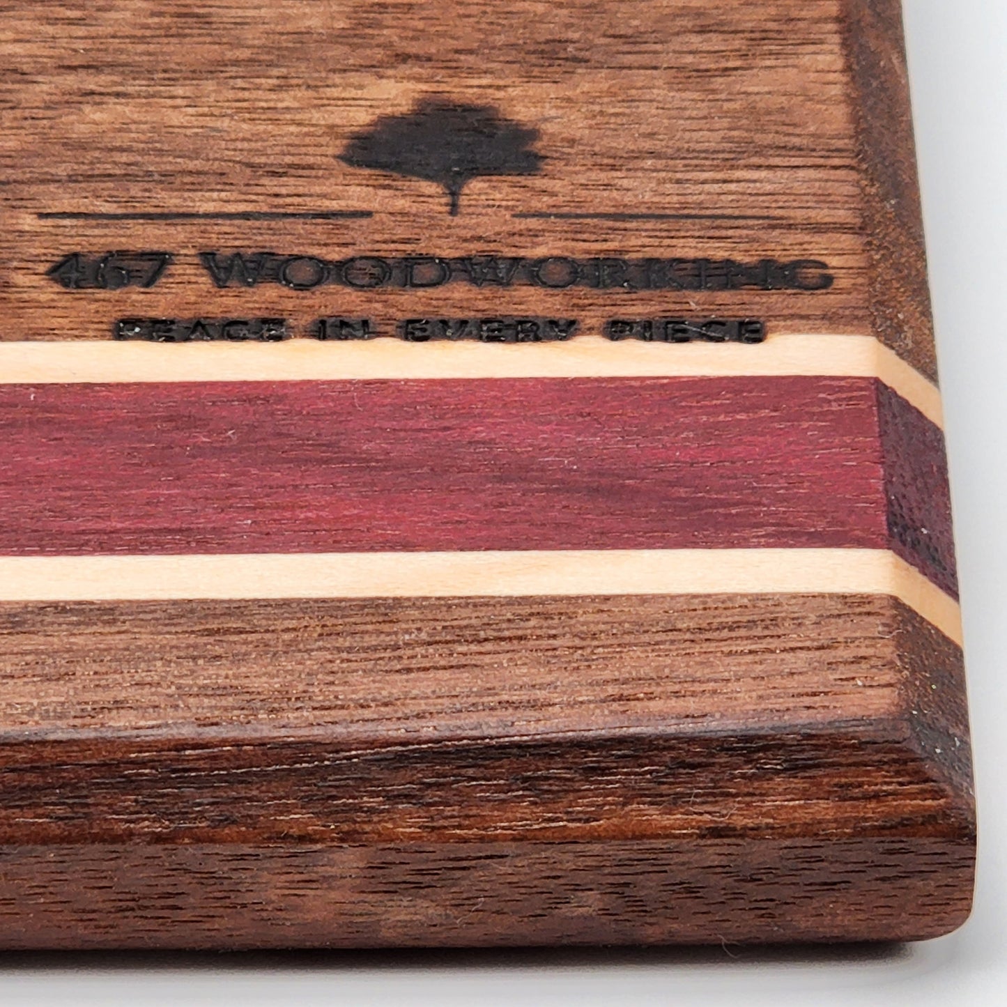 12" x 8" Walnut Cutting Board #1 | Handmade | Hardwood | Walnut | Maple | Purpleheart