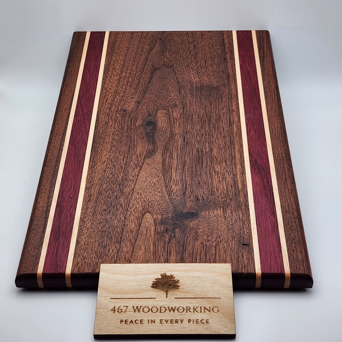 12" x 8" Walnut Cutting Board #1 | Handmade | Hardwood | Walnut | Maple | Purpleheart