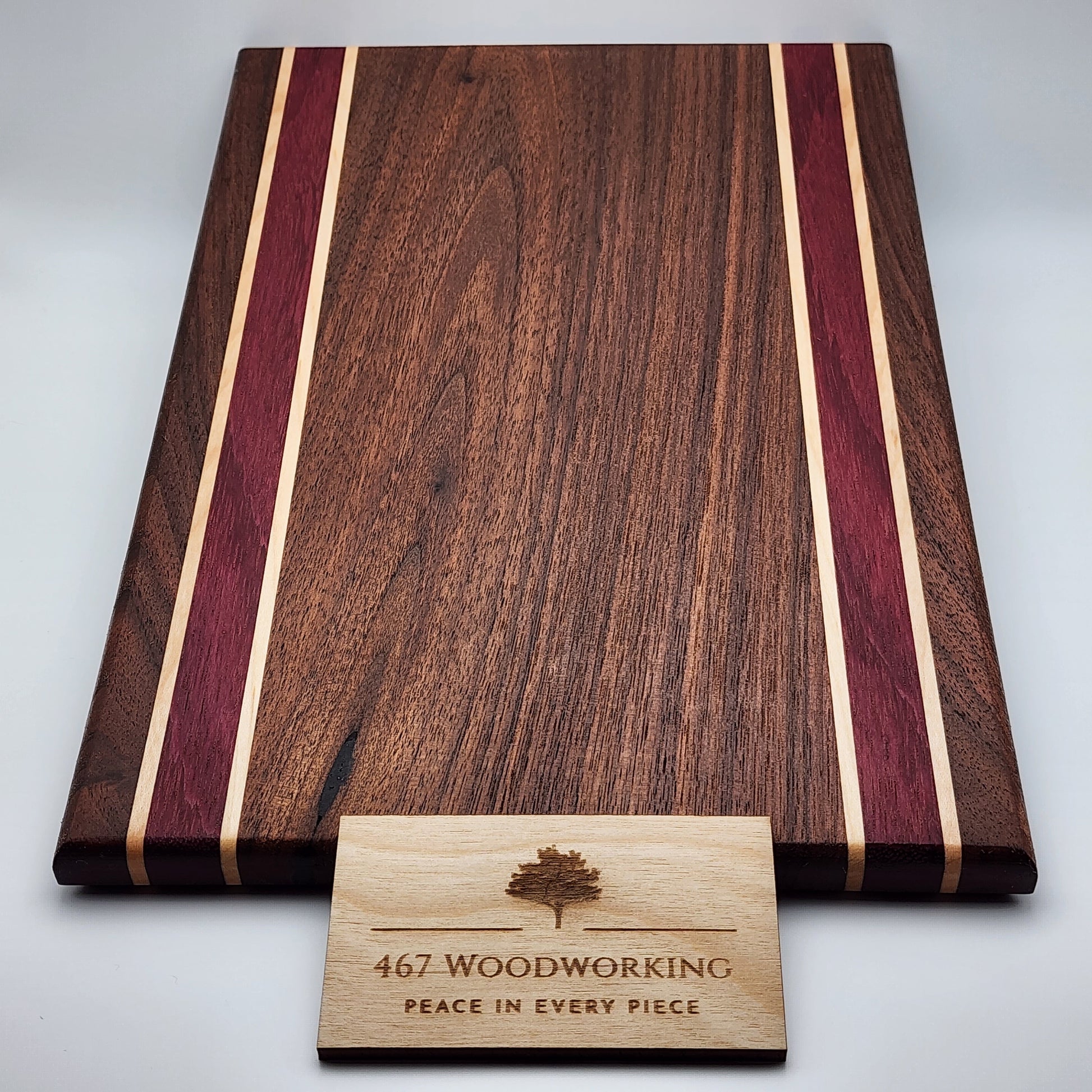 12" x 8" Walnut Cutting Board #1 | Handmade | Hardwood | Walnut | Maple | Purpleheart