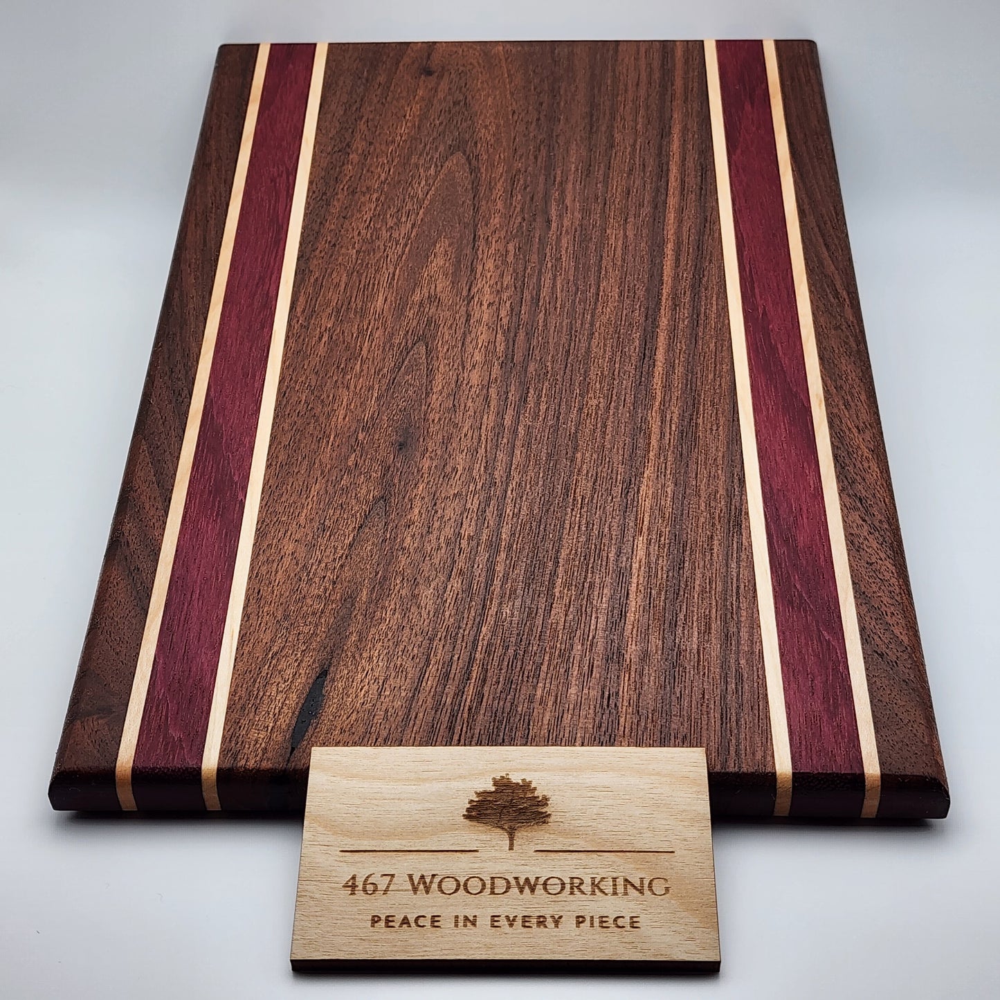 12" x 8" Walnut Cutting Board #2 | Handmade | Hardwood | Walnut | Maple | Purpleheart