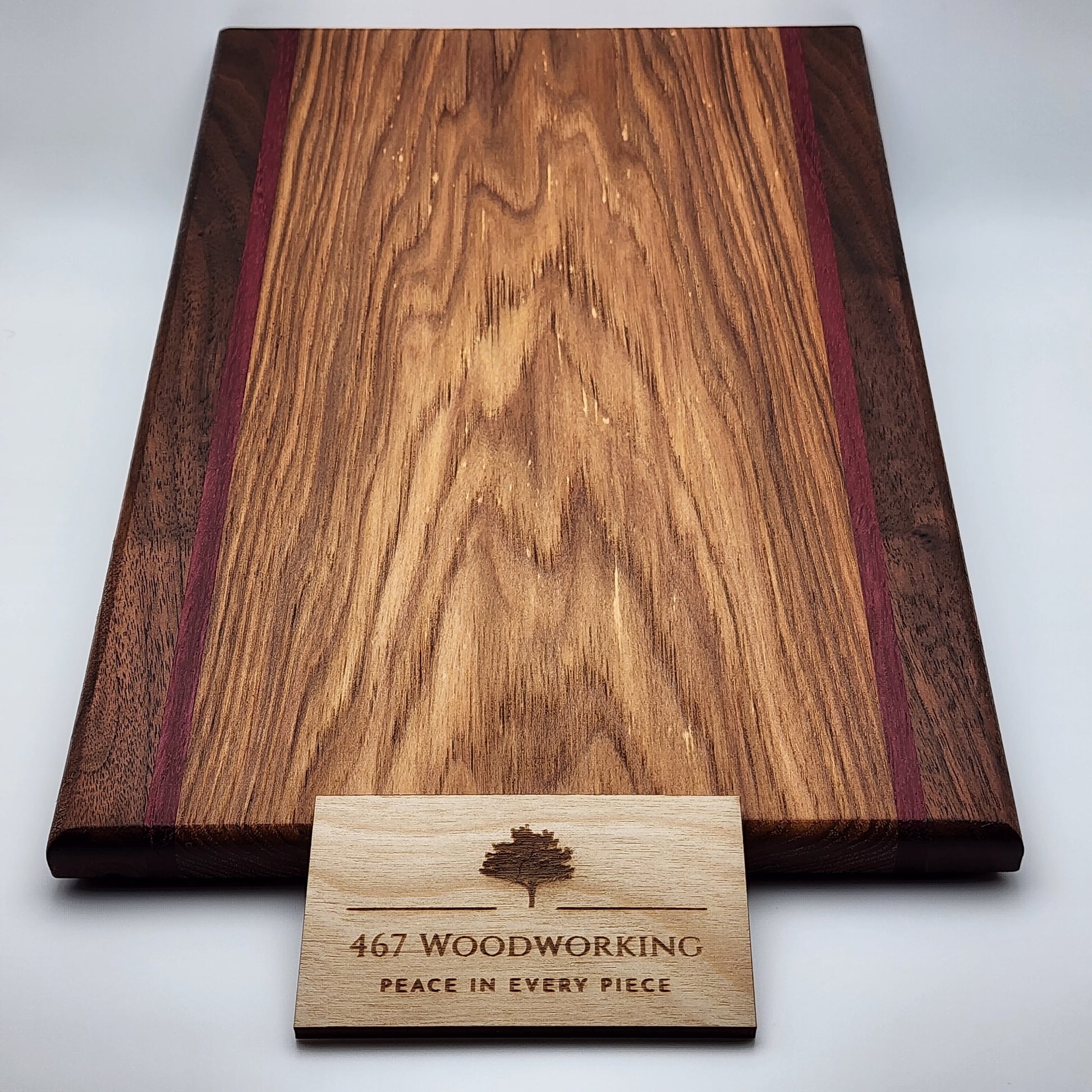 12" x 8" Hickory Cutting Board - Handmade - Hardwood - Hickory - Walnut - Purpleheart