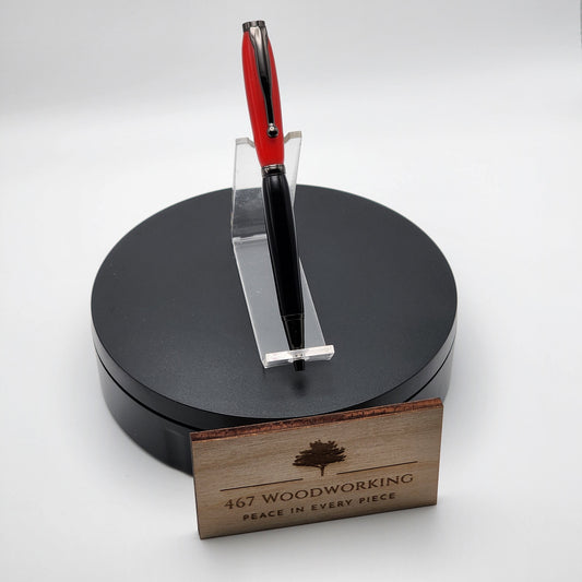 Jeff Mac Funline Red & Black Acrylic Gunmetal Twist Pen - Pre-Order Only - Allow 4-6 weeks for Delivery to Help Raise as Much as Possible