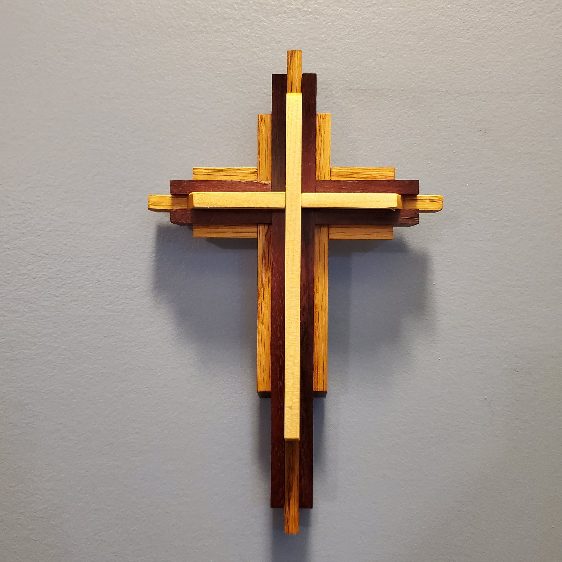9" Layered Cross | Wall Cross | Decorative Cross | Handmade Cross | Hardwood Cross | Church Cross | Walnut | Maple | Oak | Wooden Cross