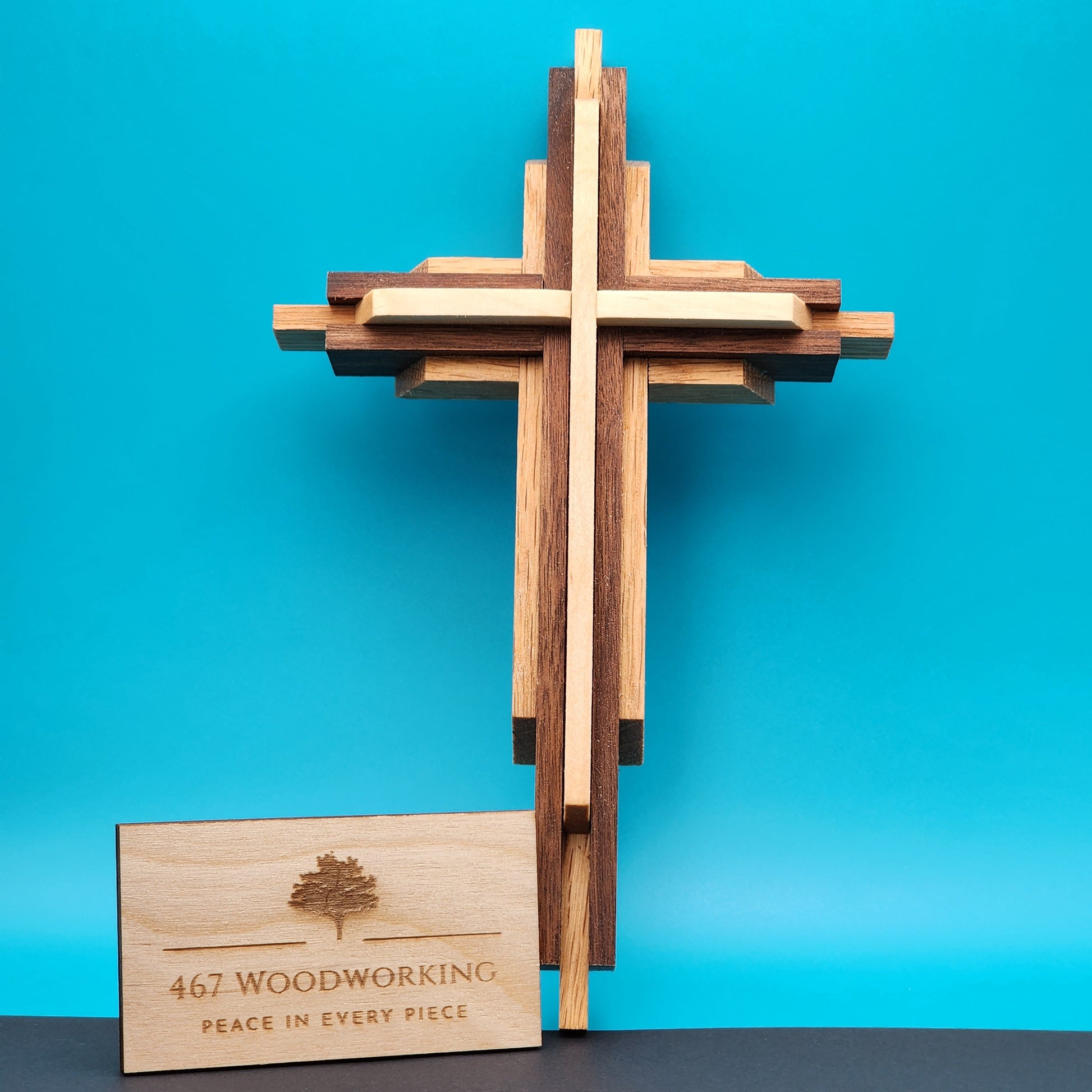 9" Layered Cross | Wall Cross | Decorative Cross | Handmade Cross | Hardwood Cross | Church Cross | Walnut | Maple | Oak | Wooden Cross