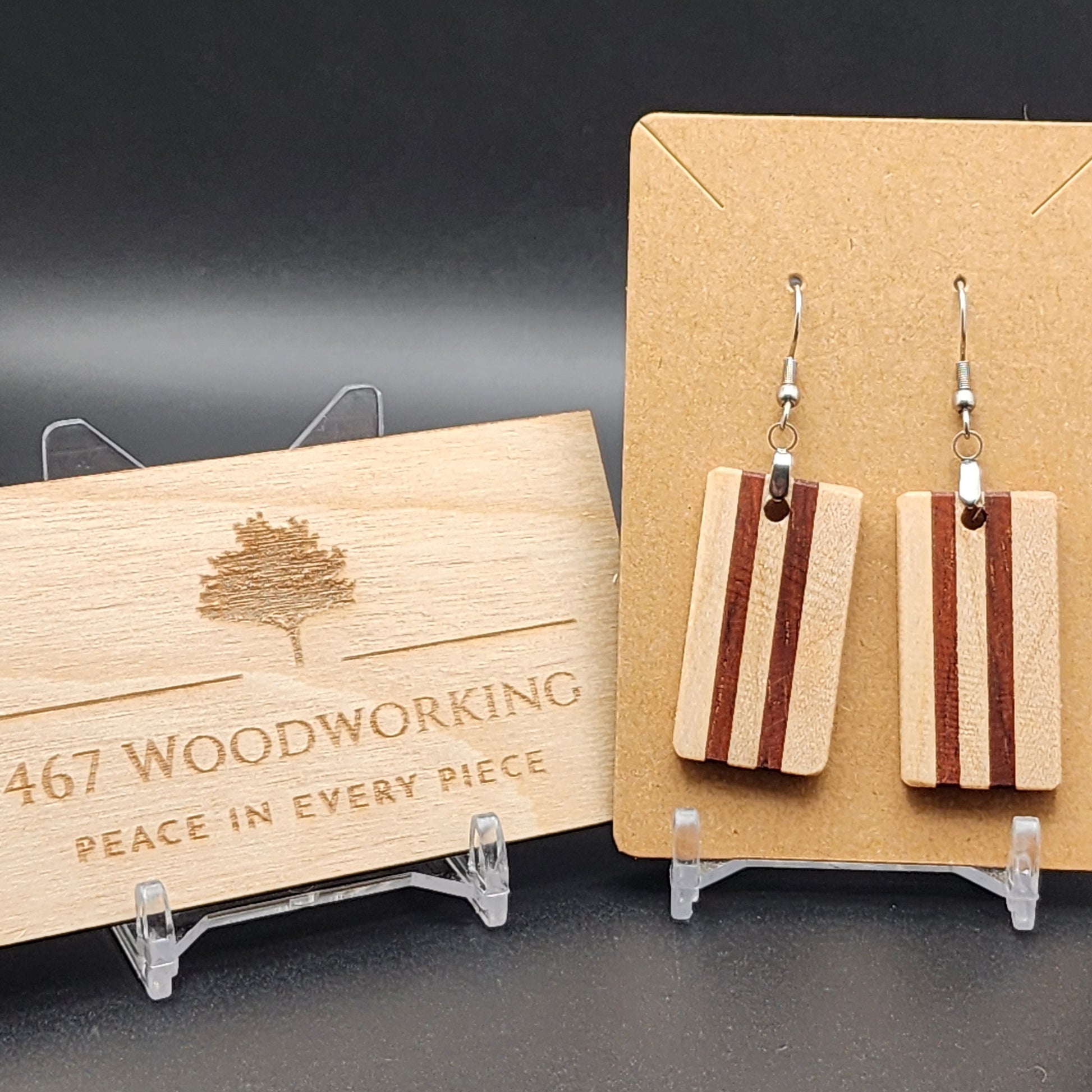 Exotic Wood Earrings | Jatoba | Maple | Hypo-Allergenic Stainless Steel Hooks