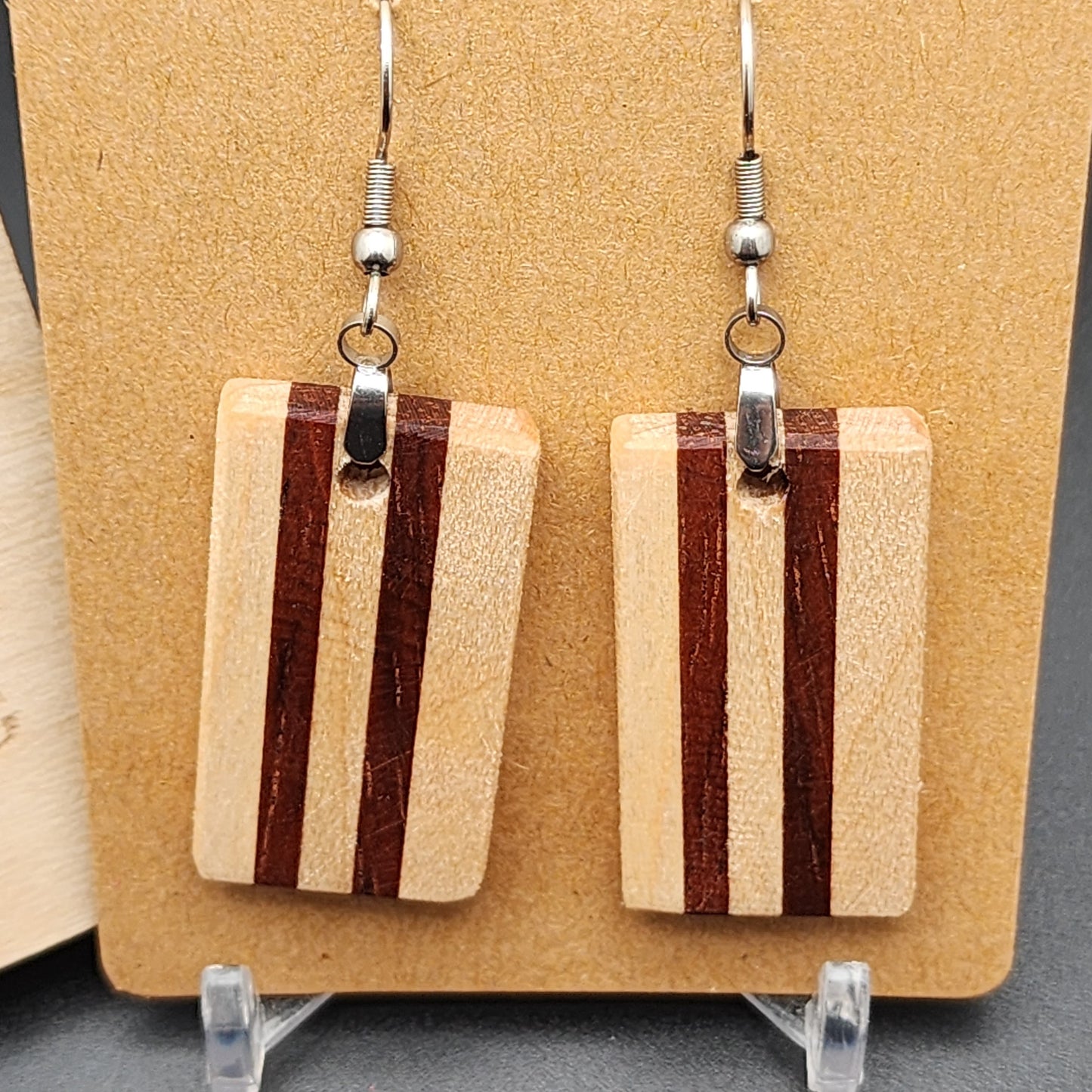 Exotic Wood Earrings | Jatoba | Maple | Hypo-Allergenic Stainless Steel Hooks