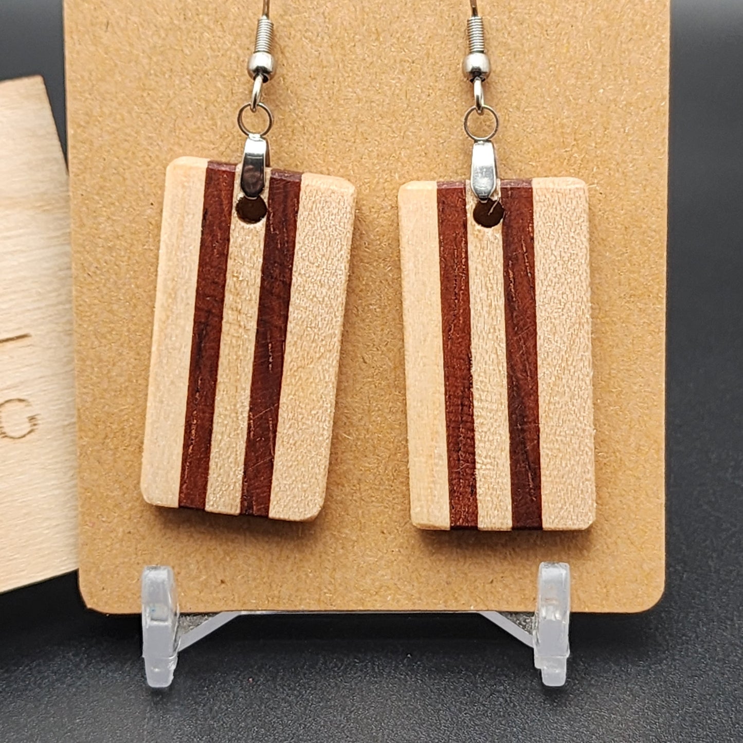 Exotic Wood Earrings | Jatoba | Maple | Hypo-Allergenic Stainless Steel Hooks