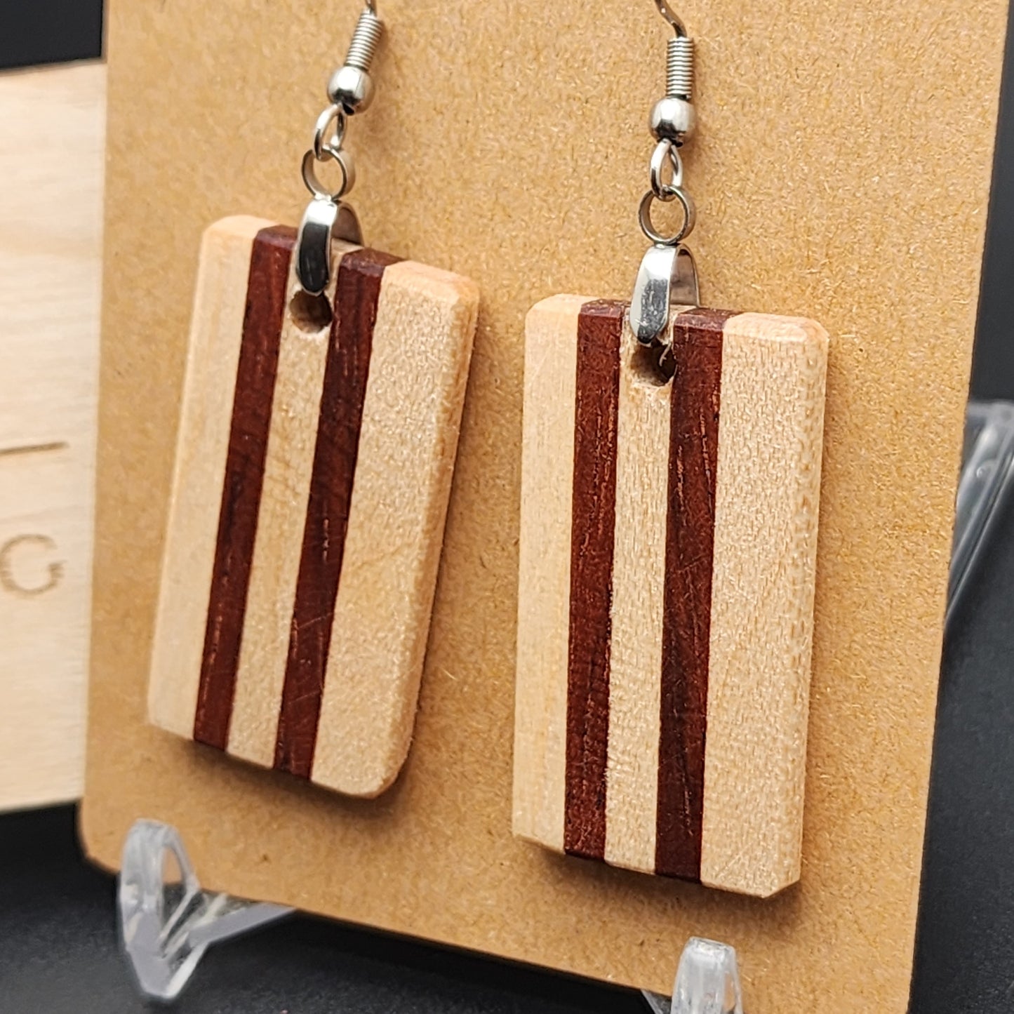 Exotic Wood Earrings | Jatoba | Maple | Hypo-Allergenic Stainless Steel Hooks