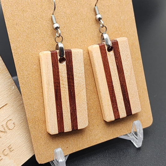 Exotic Wood Earrings | Jatoba | Maple | Hypo-Allergenic Stainless Steel Hooks