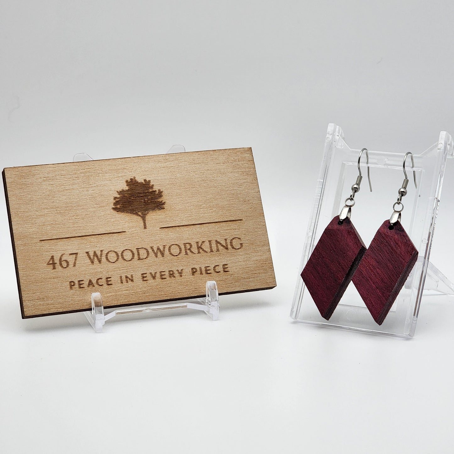 Purpleheart Earrings | Wood Earrings | Artisan Jewelry | Handmade Jewelry | Dangle Earrings | Upcycled Jewelry