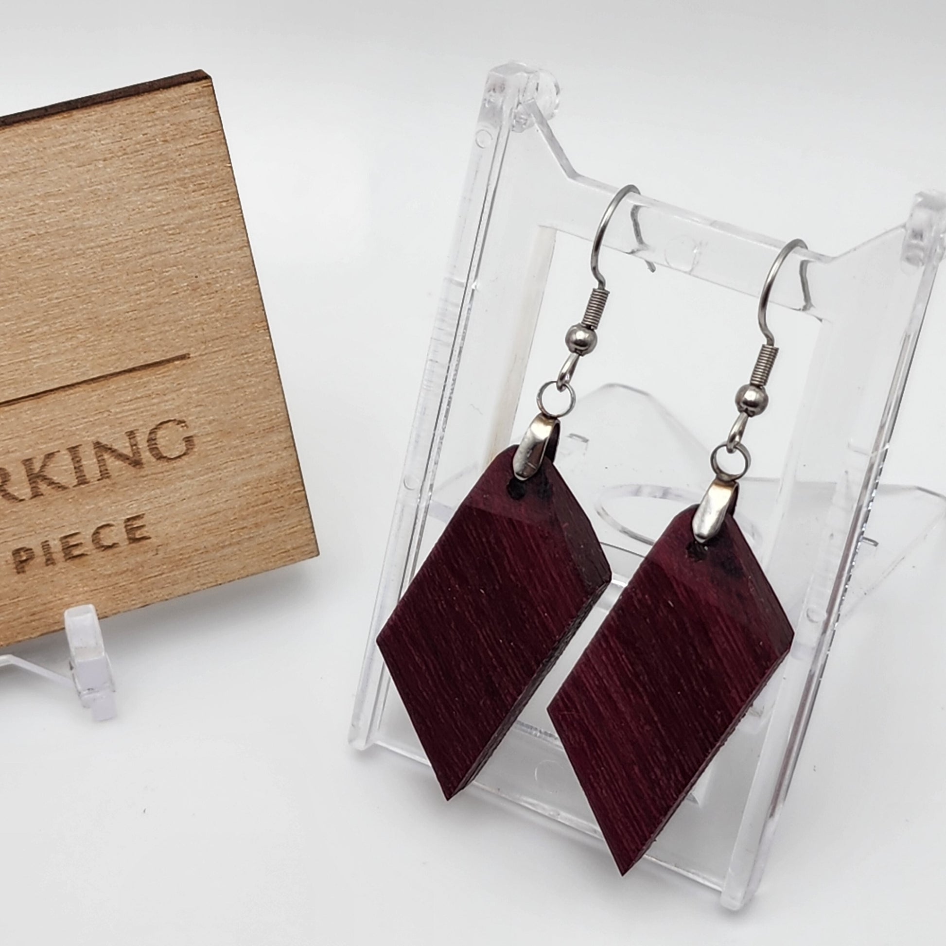 Purpleheart Earrings | Wood Earrings | Artisan Jewelry | Handmade Jewelry | Dangle Earrings | Upcycled Jewelry