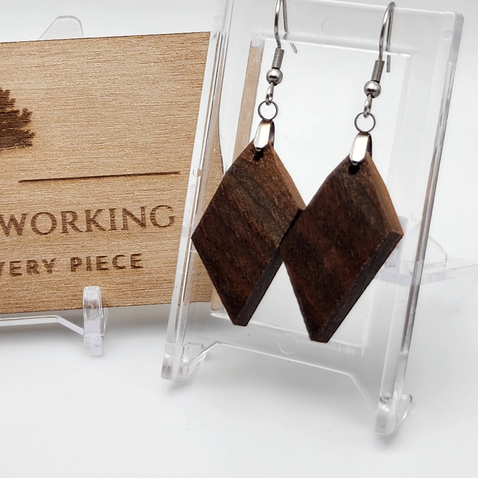 Walnut Earrings | Wood Earrings | Artisan Jewelry | Handmade Jewelry | Dangle Earrings | Upcycled Jewelry