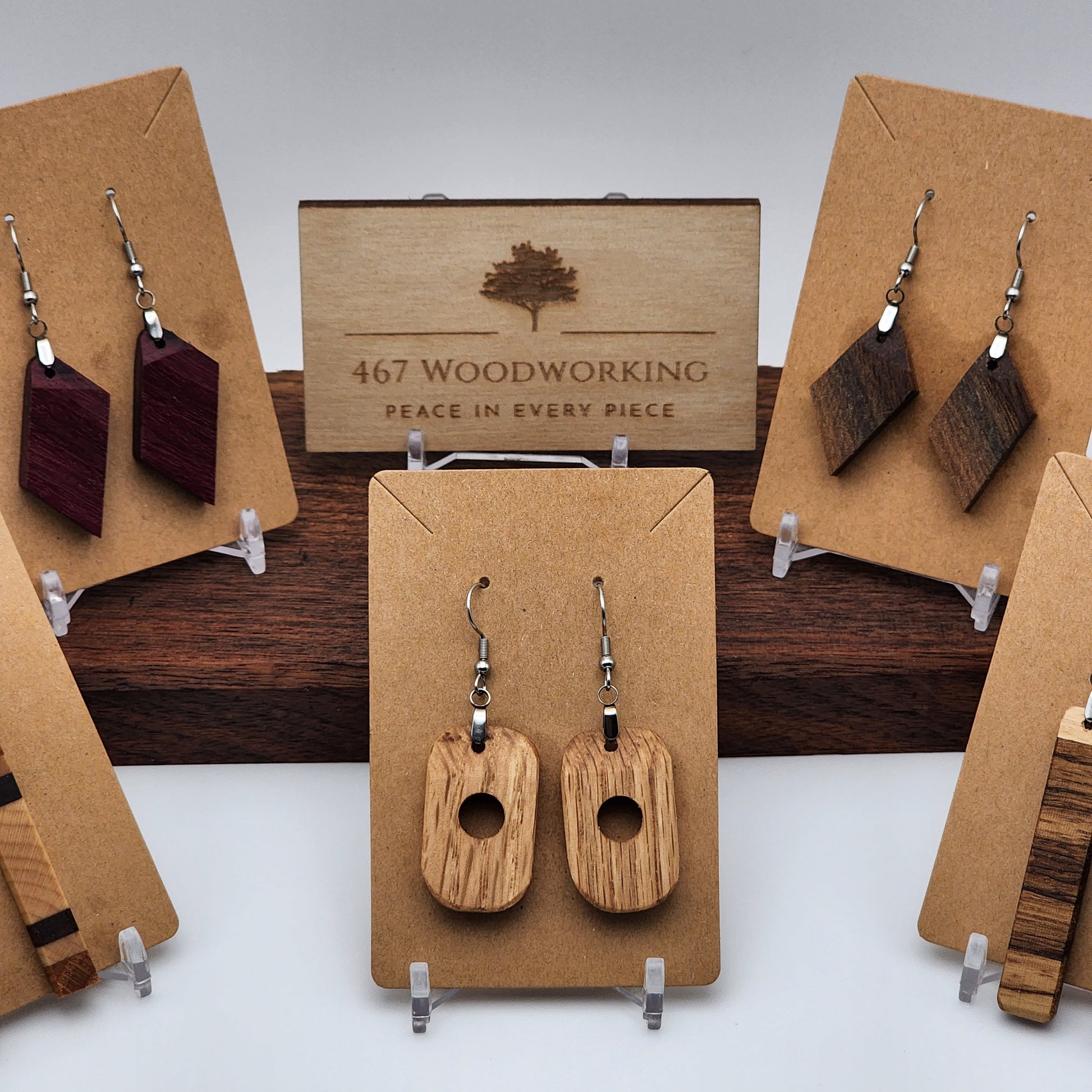 Red Oak Circle Earrings | Wood Earrings | Artisan Jewelry | Handmade Jewelry | Dangle Earrings | Upcycled Jewelry